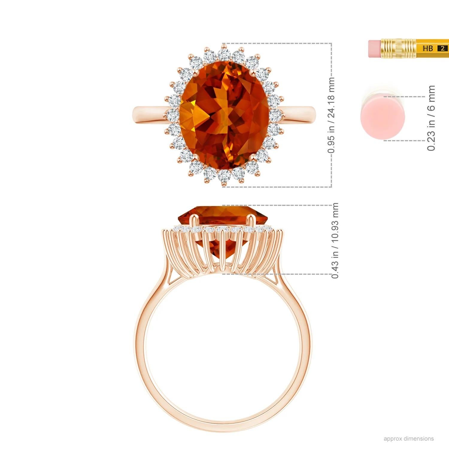 For Sale:  Angara GIA Certified Natural Classic Oval Citrine Floral Halo Ring in Rose Gold 4