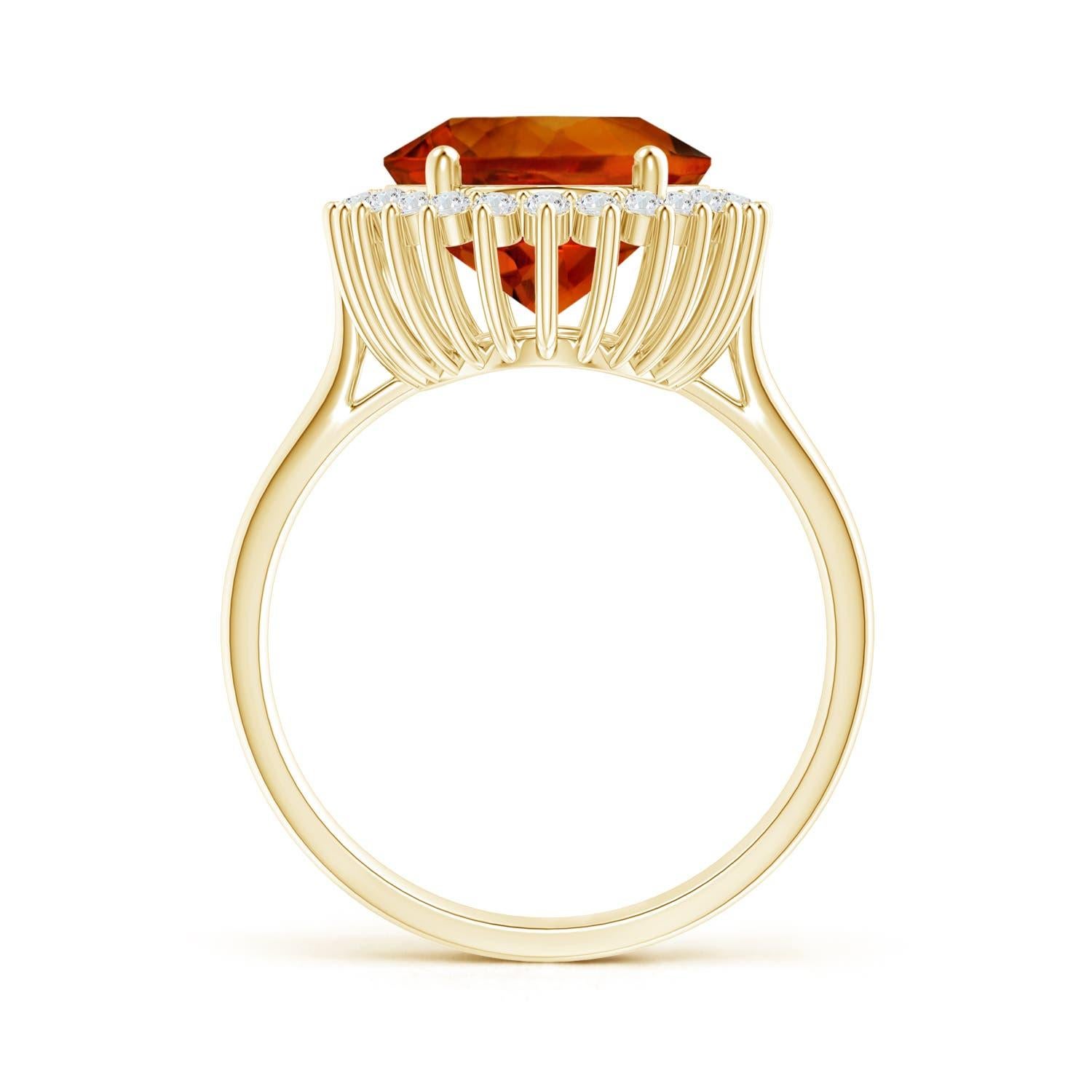 Im Angebot: GIA-zertifizierter natrlicher klassischer ovaler Citrin-Blumen Halo-Ring aus Gelbgold () 2