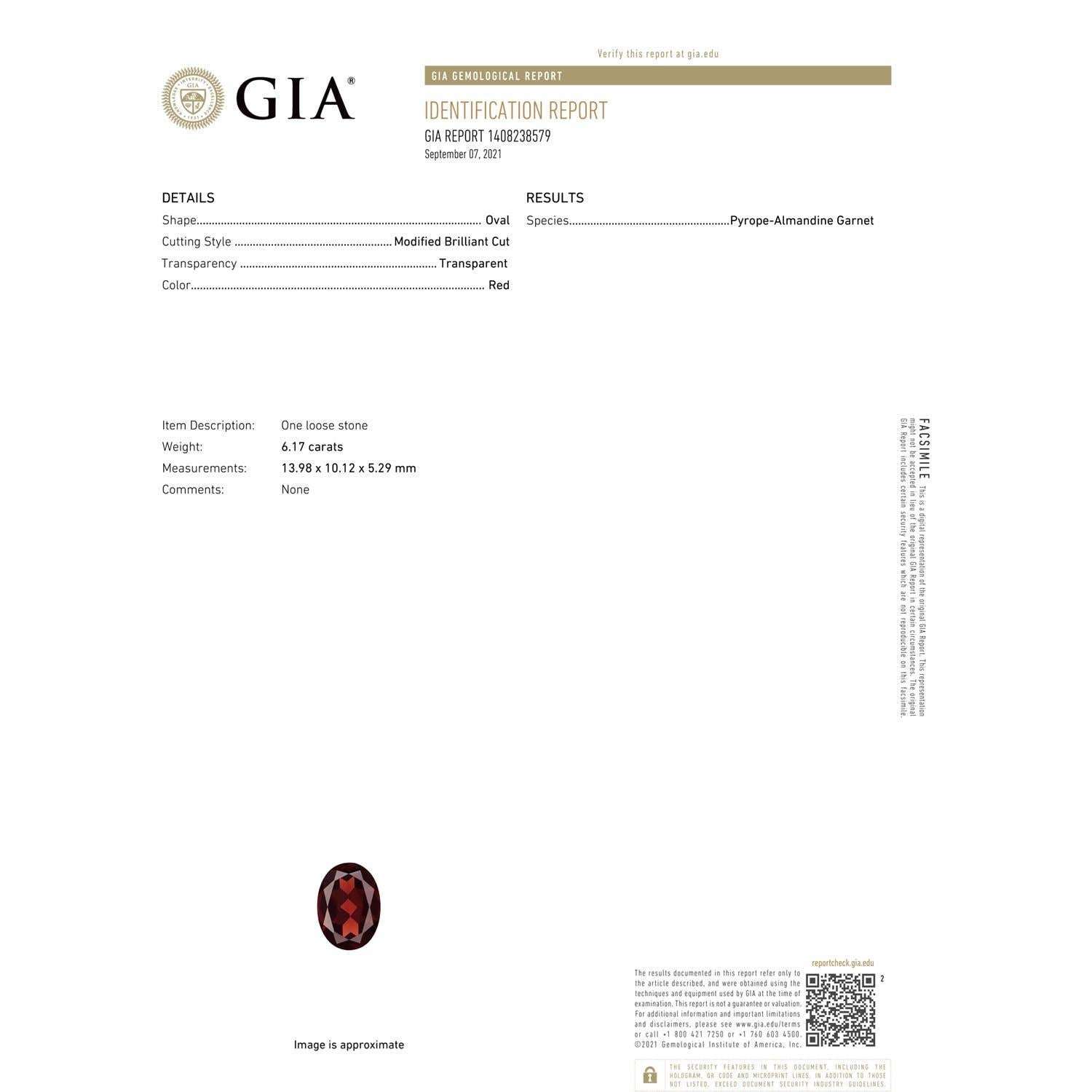 Solitärring aus Roségold mit natürlichem, klassischem, ovalem Granat von Angara Gia () 3
