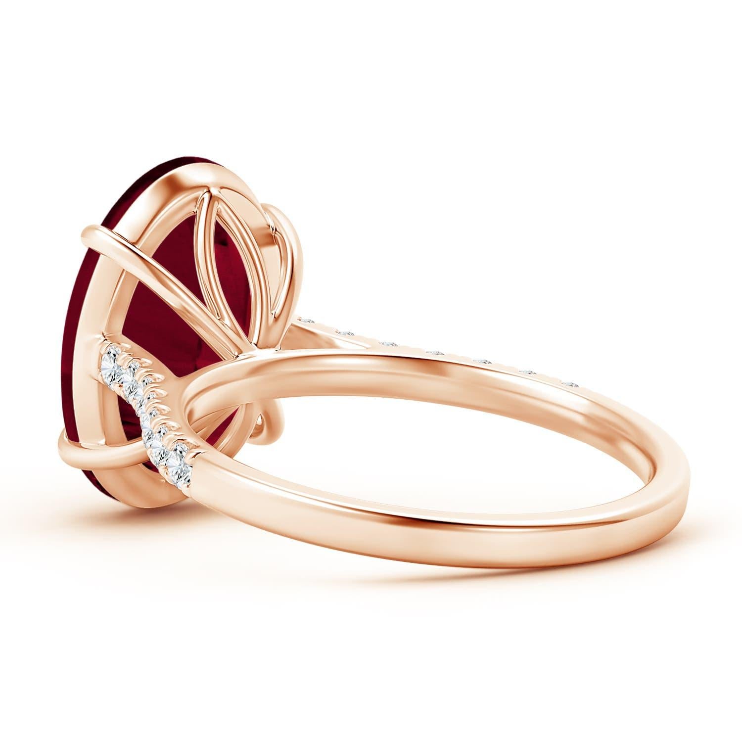 Solitärring aus Roségold mit natürlichem, klassischem, ovalem Granat von Angara Gia () 4
