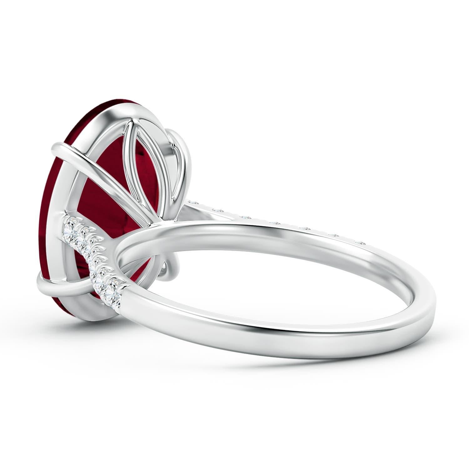 Angara Gia Certified Natural Classic Oval Garnet Solitaire Ring in White Gold 4