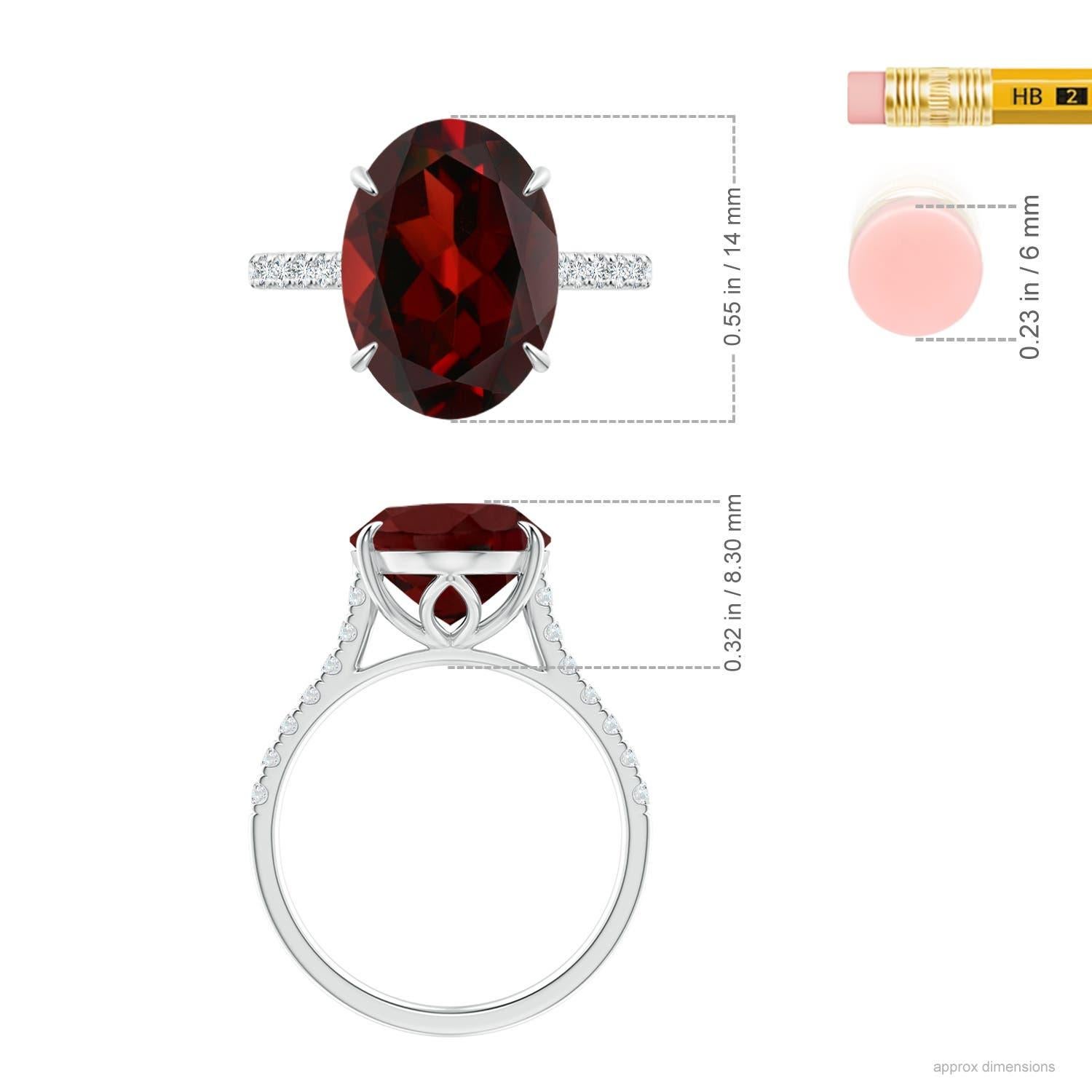 Angara Gia Certified Natural Classic Oval Garnet Solitaire Ring in White Gold 5