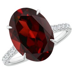 Angara Gia Certified Natural Classic Oval Garnet Solitaire Ring in White Gold
