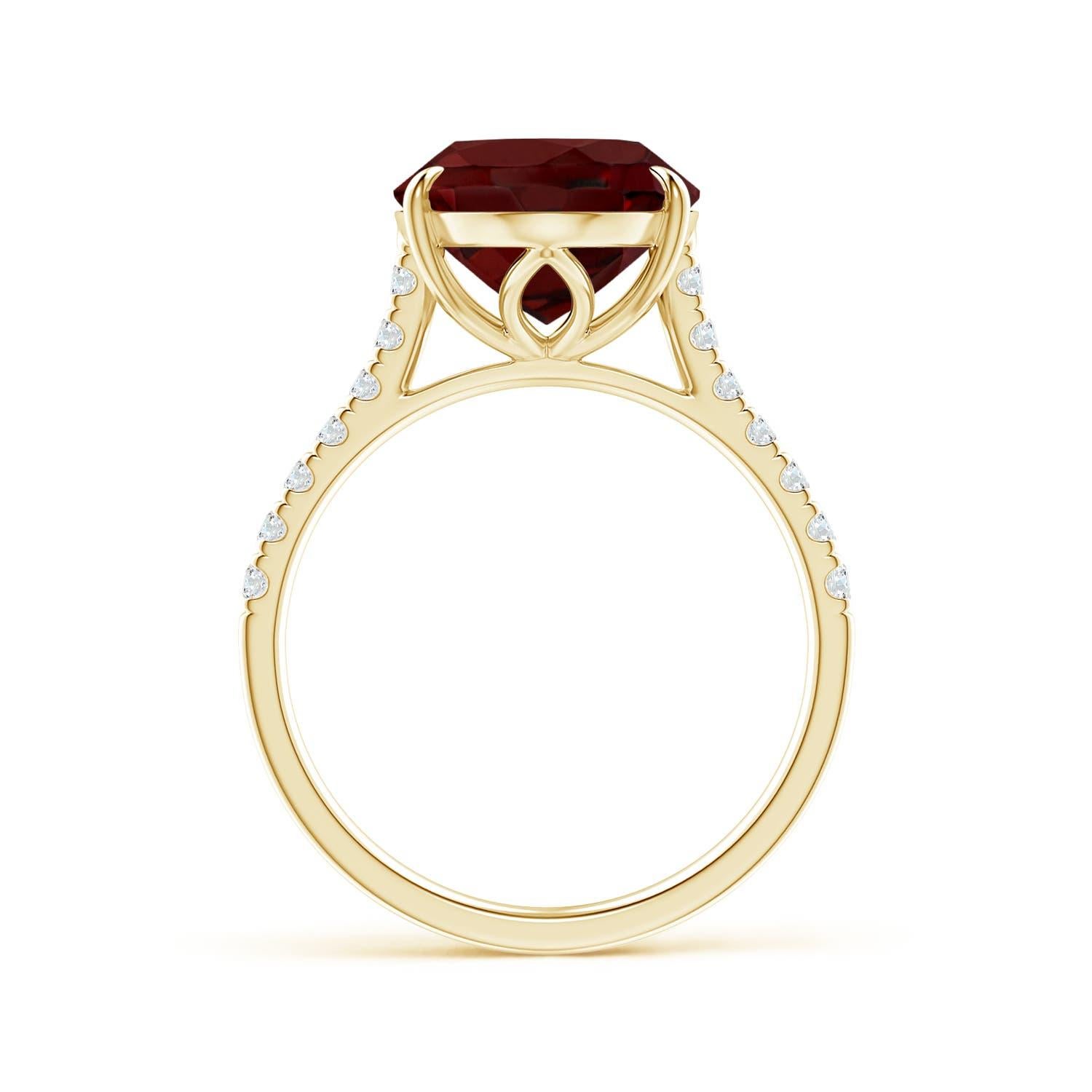 ANGARA GIA Certified Natural Classic Oval Garnet Solitaire Ring in Yellow Gold 2