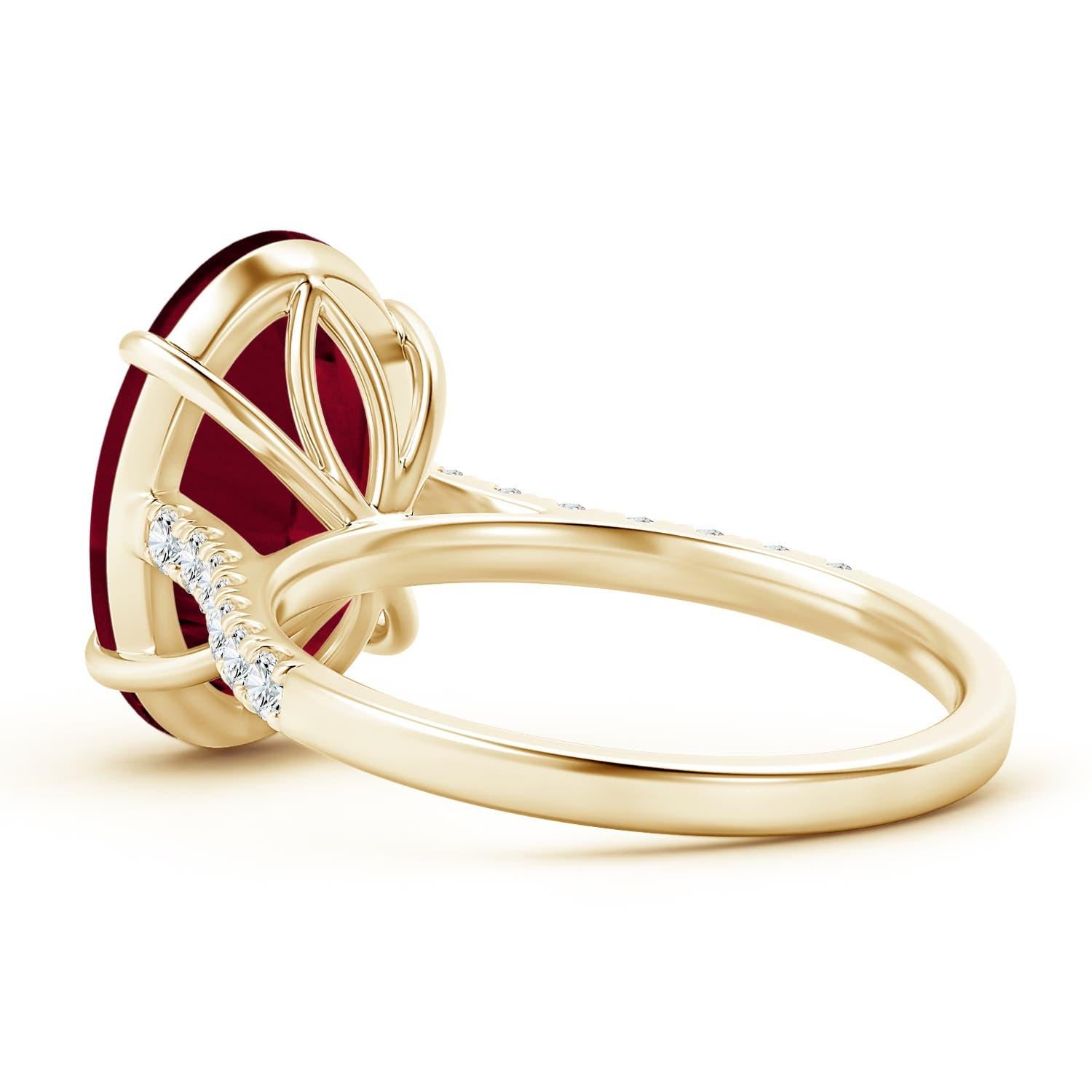 Angara GIA Certified Natural Classic Oval Garnet Solitaire Ring in Yellow Gold 4