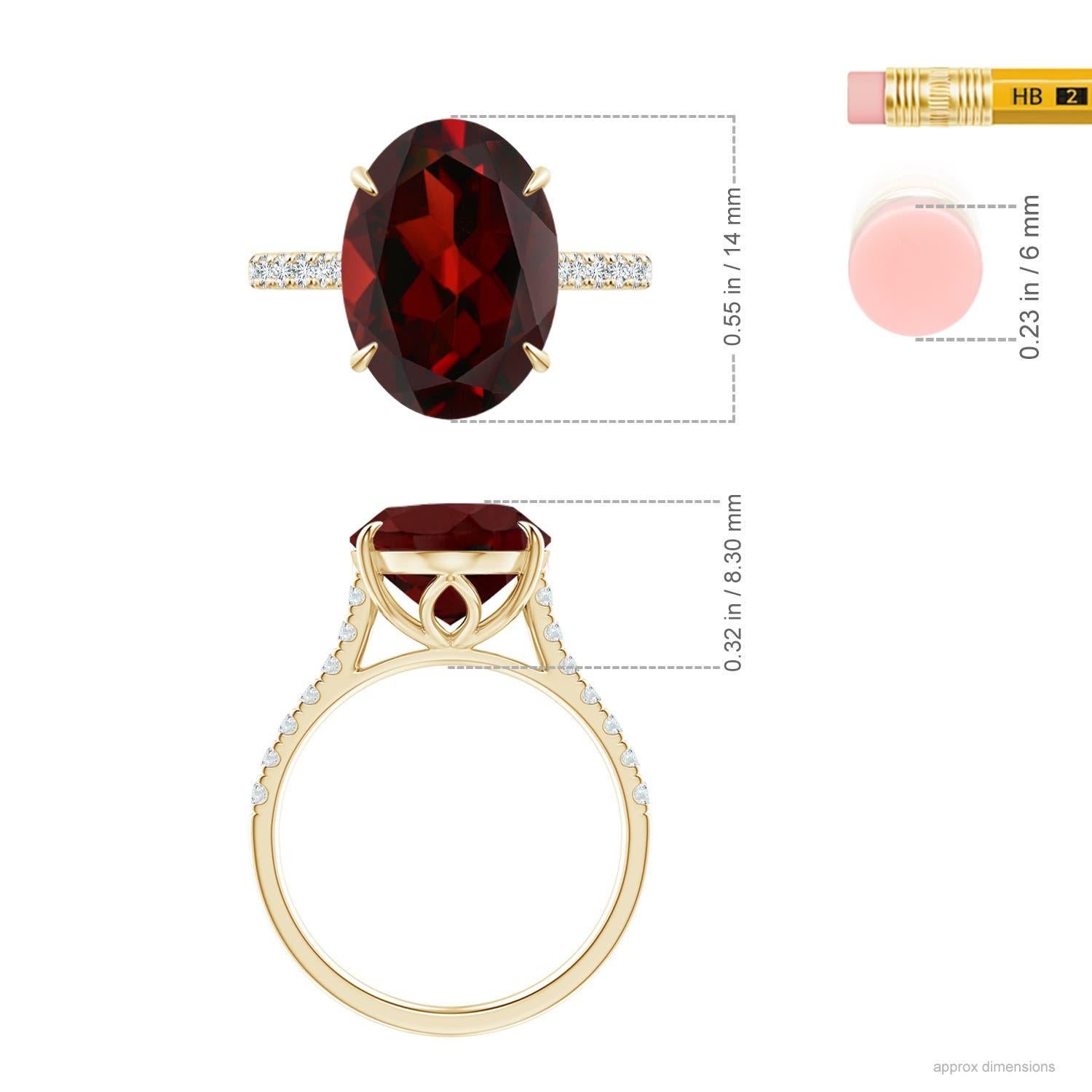 Angara GIA Certified Natural Classic Oval Garnet Solitaire Ring in Yellow Gold 5