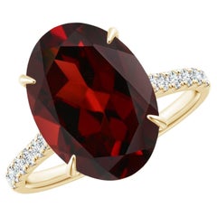 Angara GIA Certified Natural Classic Oval Garnet Solitaire Ring in Yellow Gold