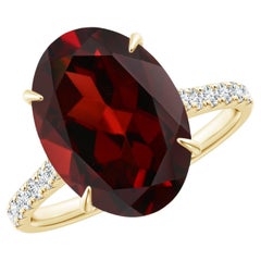 ANGARA GIA Certified Natural Classic Oval Garnet Solitaire Ring in Yellow Gold
