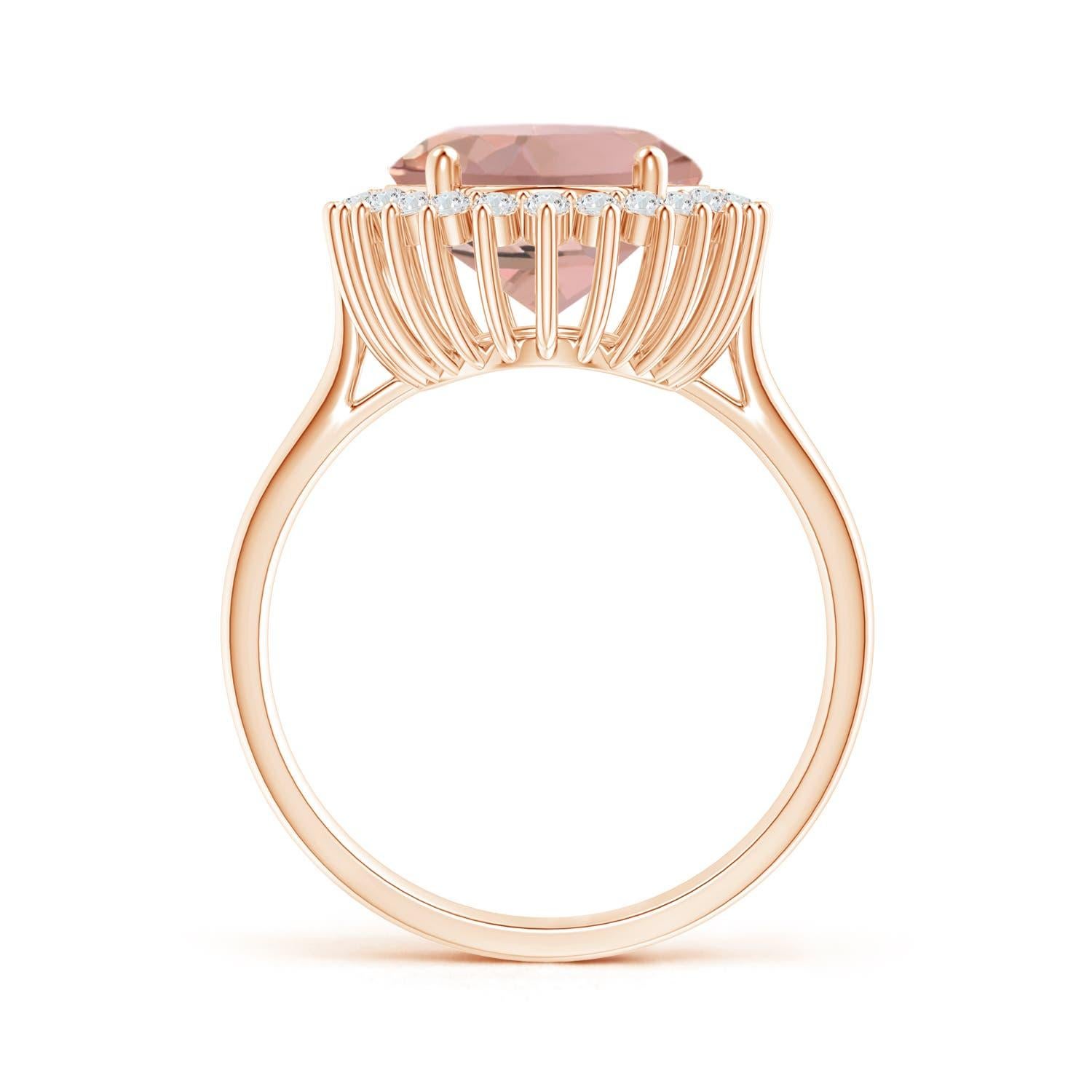 For Sale:  ANGARA GIA Certified Natural Classic Oval Morganite Floral Halo Rose Gold Ring 2