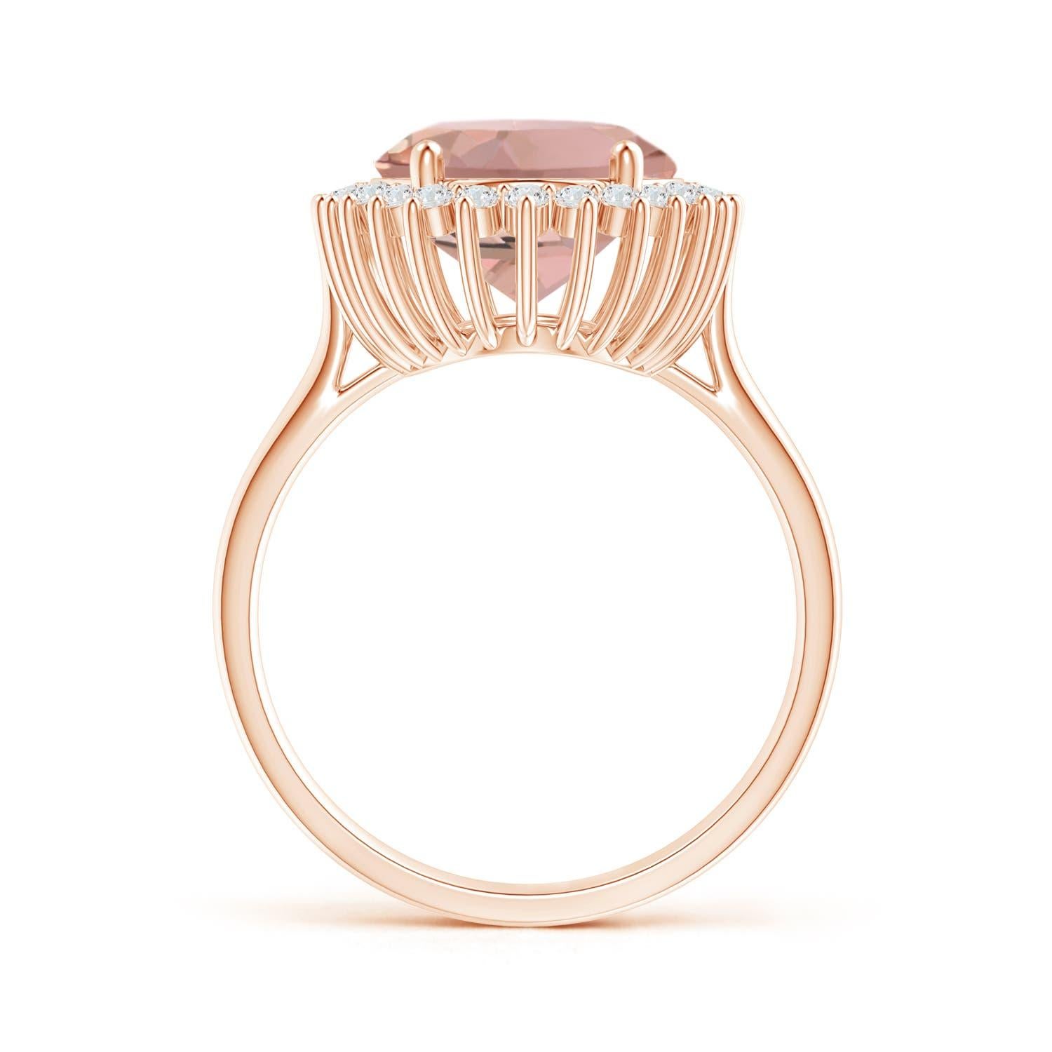 For Sale:  Angara GIA Certified Natural Classic Oval Morganite Floral Halo Rose Gold Ring 2