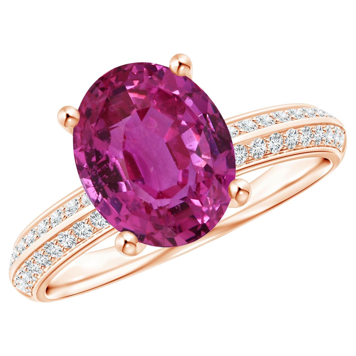 Angara Gia zertifizierter natürlicher klassischer rosa Saphirmesser-Ring aus Roségold