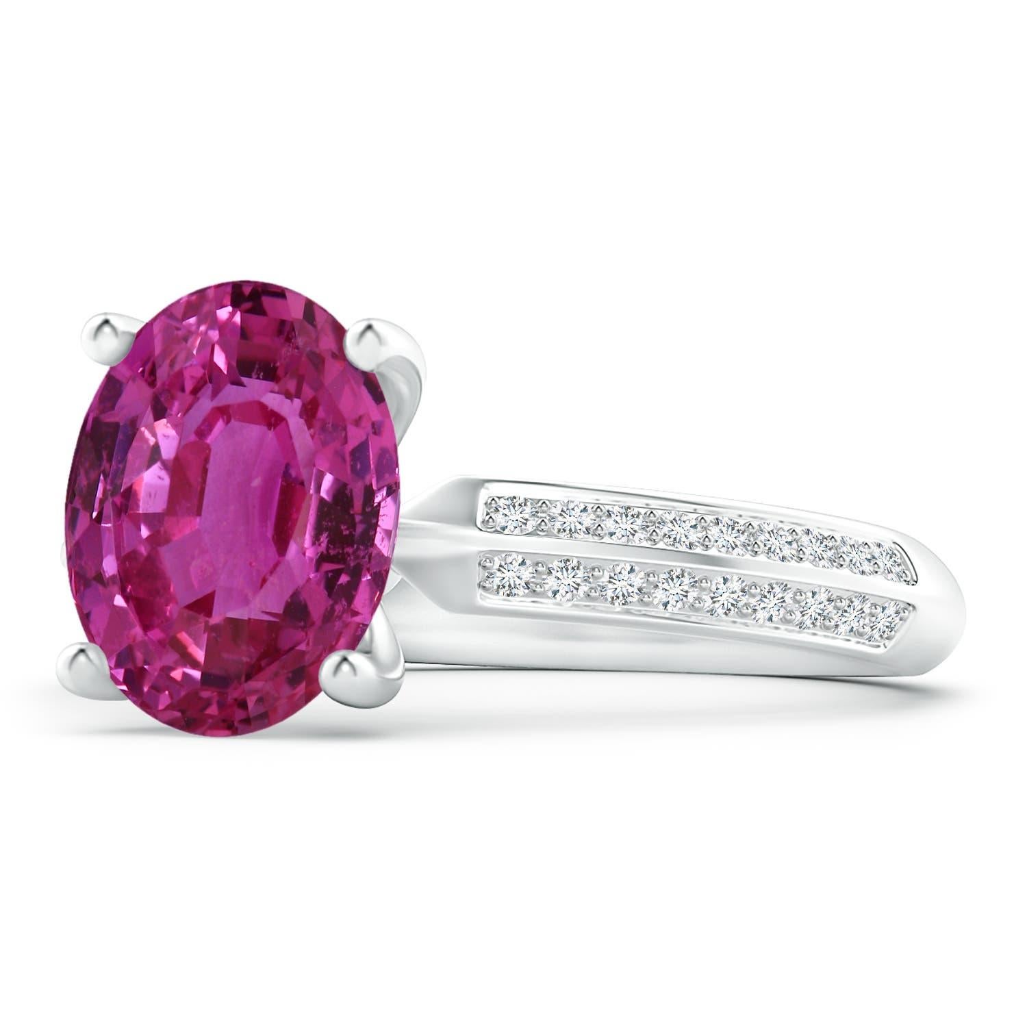For Sale:  Angara Gia Certified Natural Classic Pink Sapphire Knife Edge Ring in White Gold 2