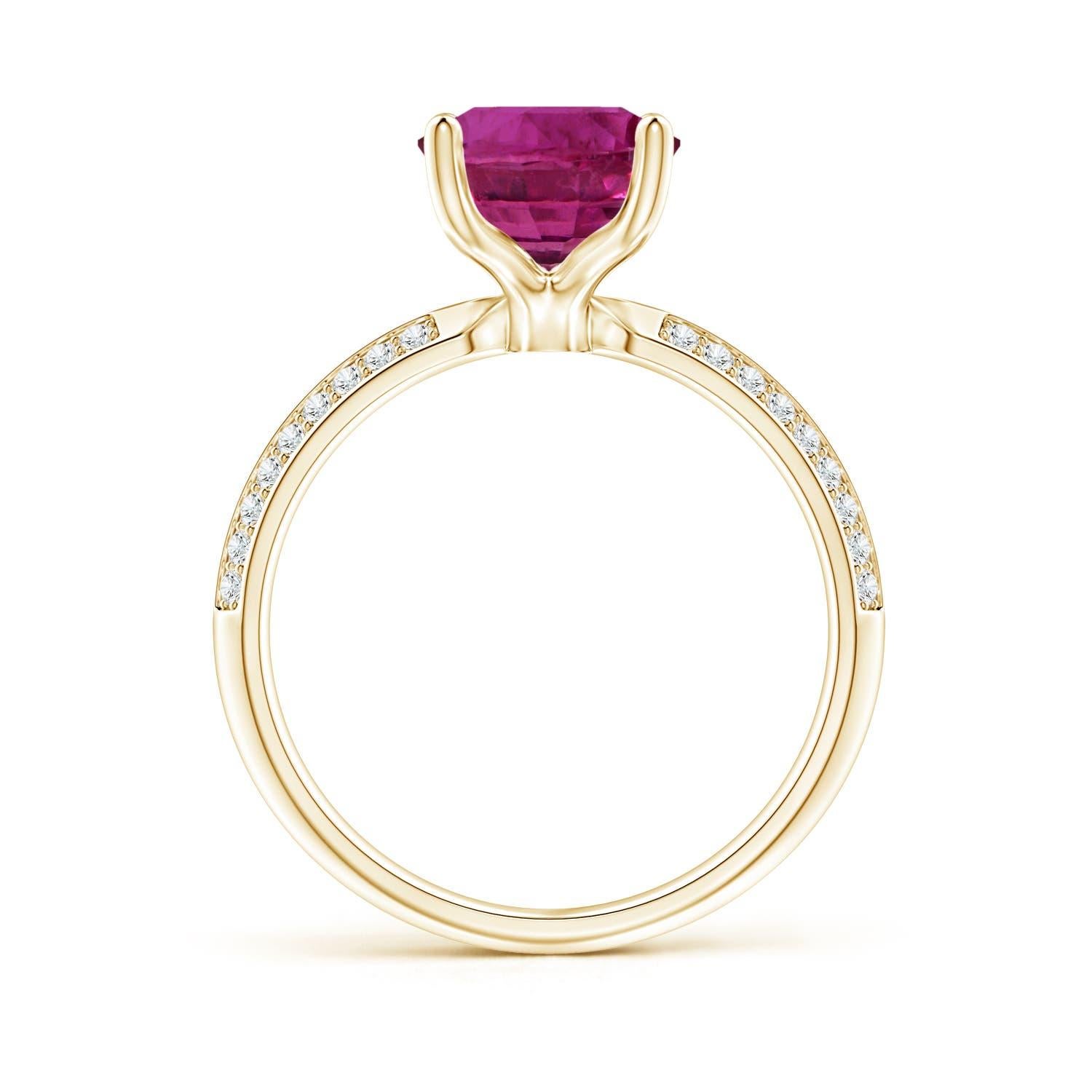 For Sale:  Angara Gia Certified Natural Classic Pink Sapphire Ring in Yellow Gold 4