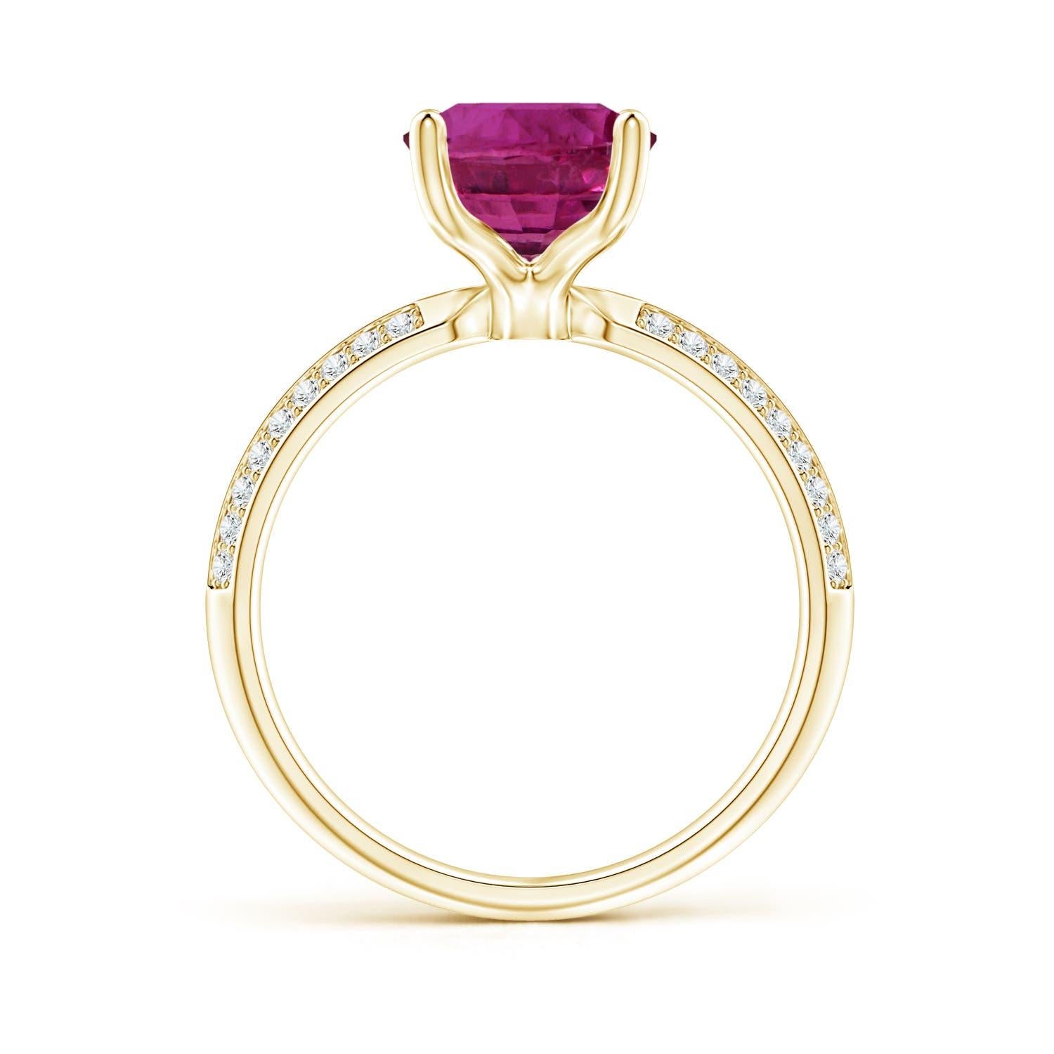ANGARA GIA Certified Natural Classic Pink Sapphire Ring in Yellow Gold 4