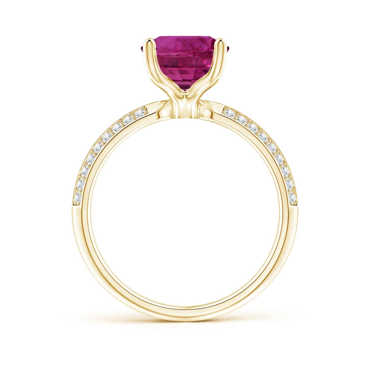 For Sale:  ANGARA GIA Certified Natural Classic Pink Sapphire Ring in Yellow Gold 4