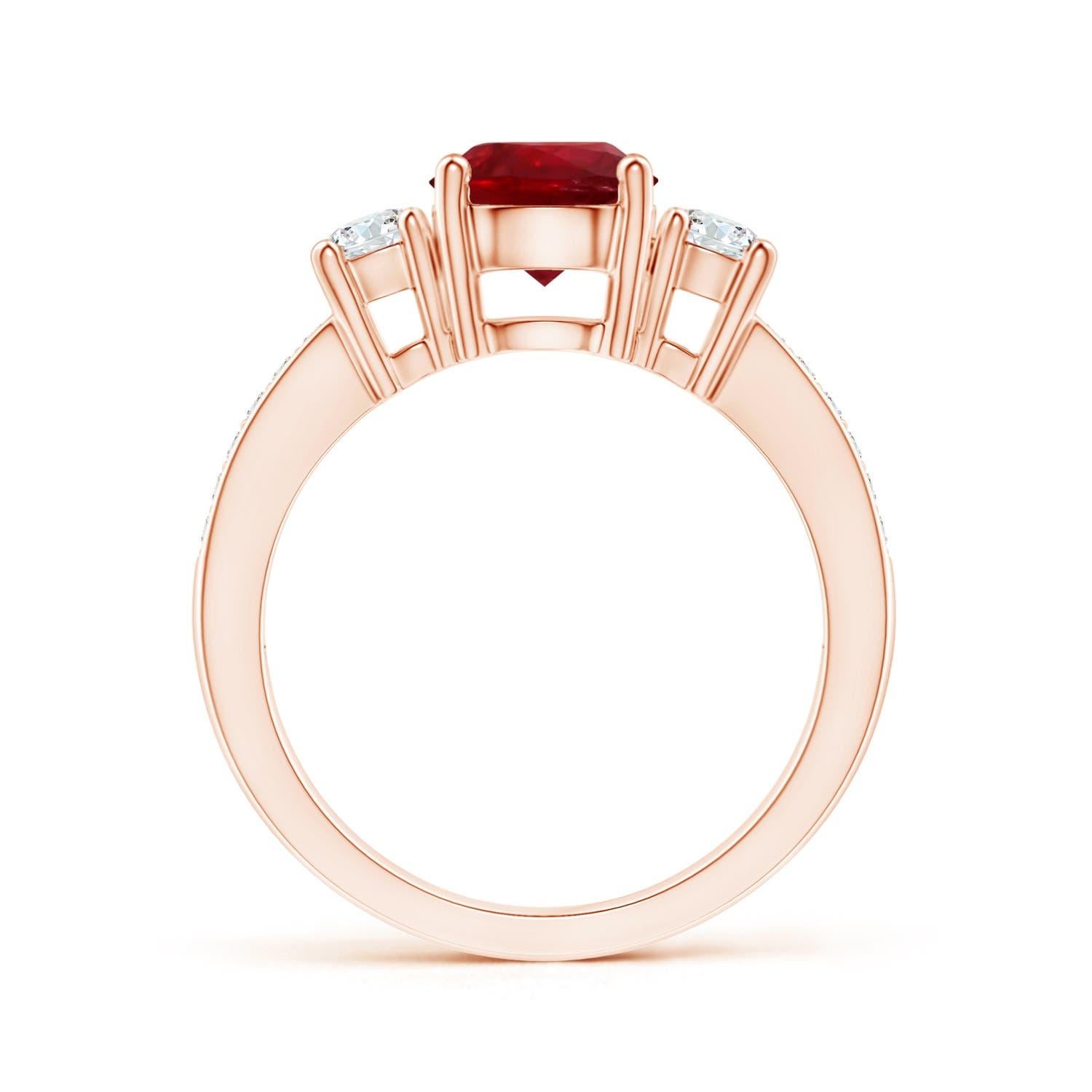 Angara Gia Certified Natural Classic Ruby and Diamond Ring in Rose Gold 2
