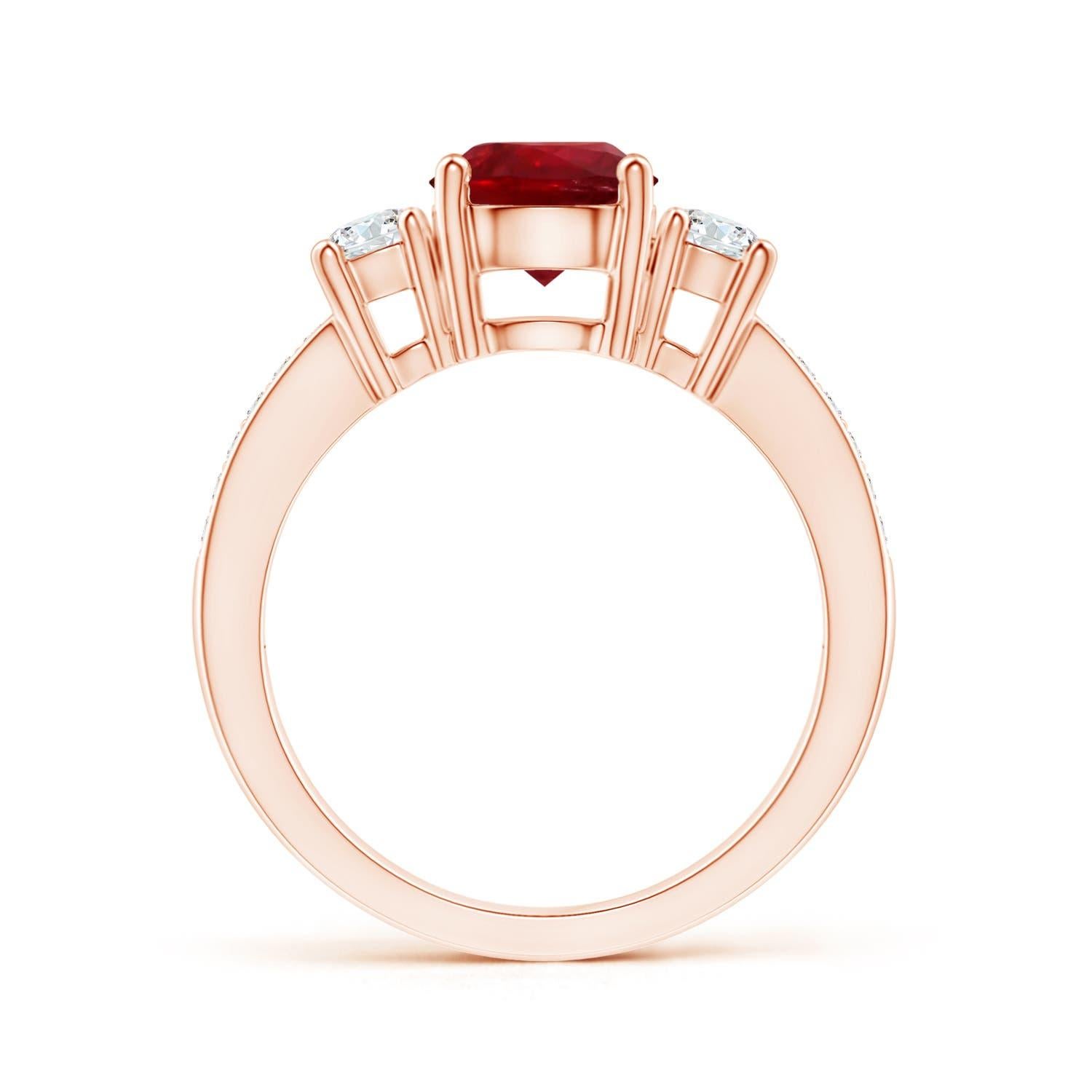 Angara Gia: Ring aus Roségold mit natürlichem, klassischem Rubin und Diamanten () 2