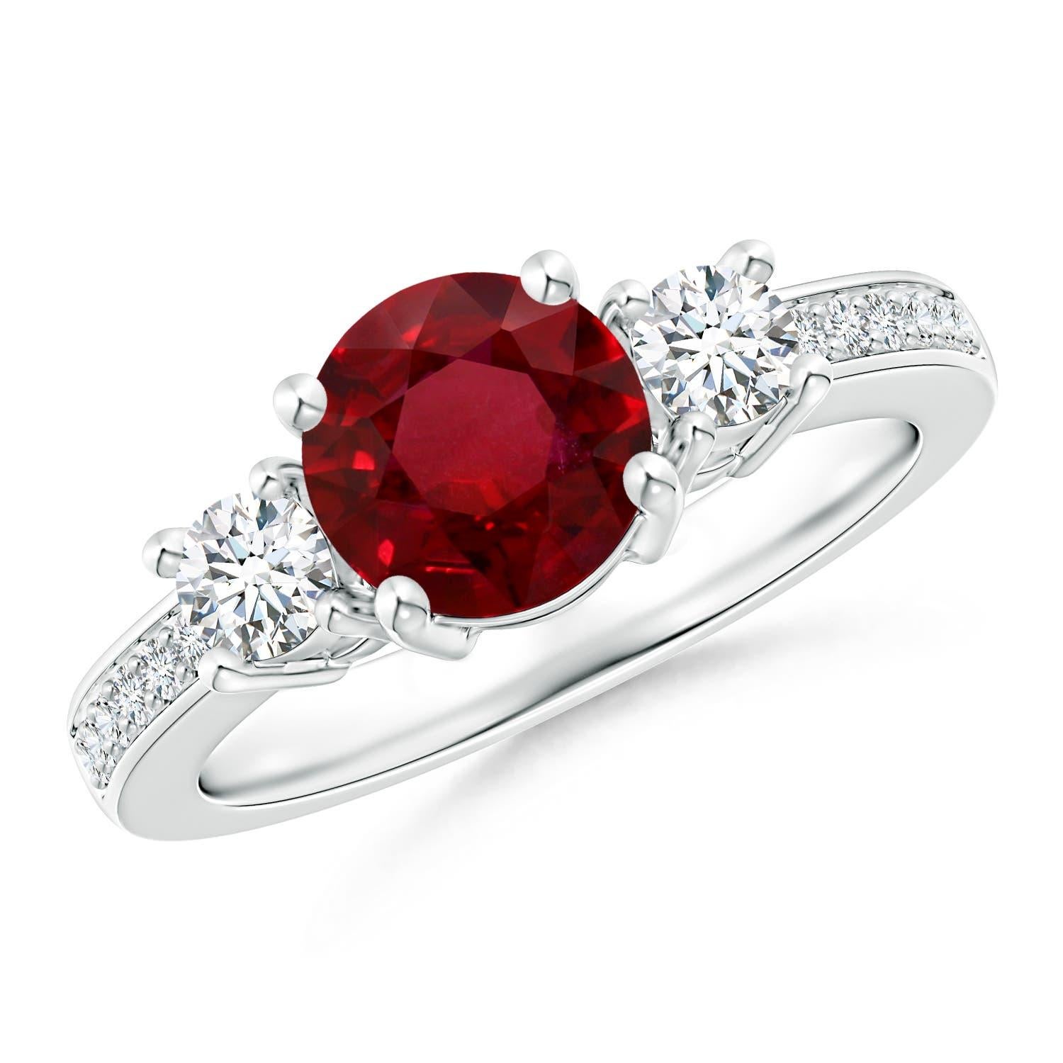 GIA Certified Natural Classic Ruby and Diamond Ring in White Gold