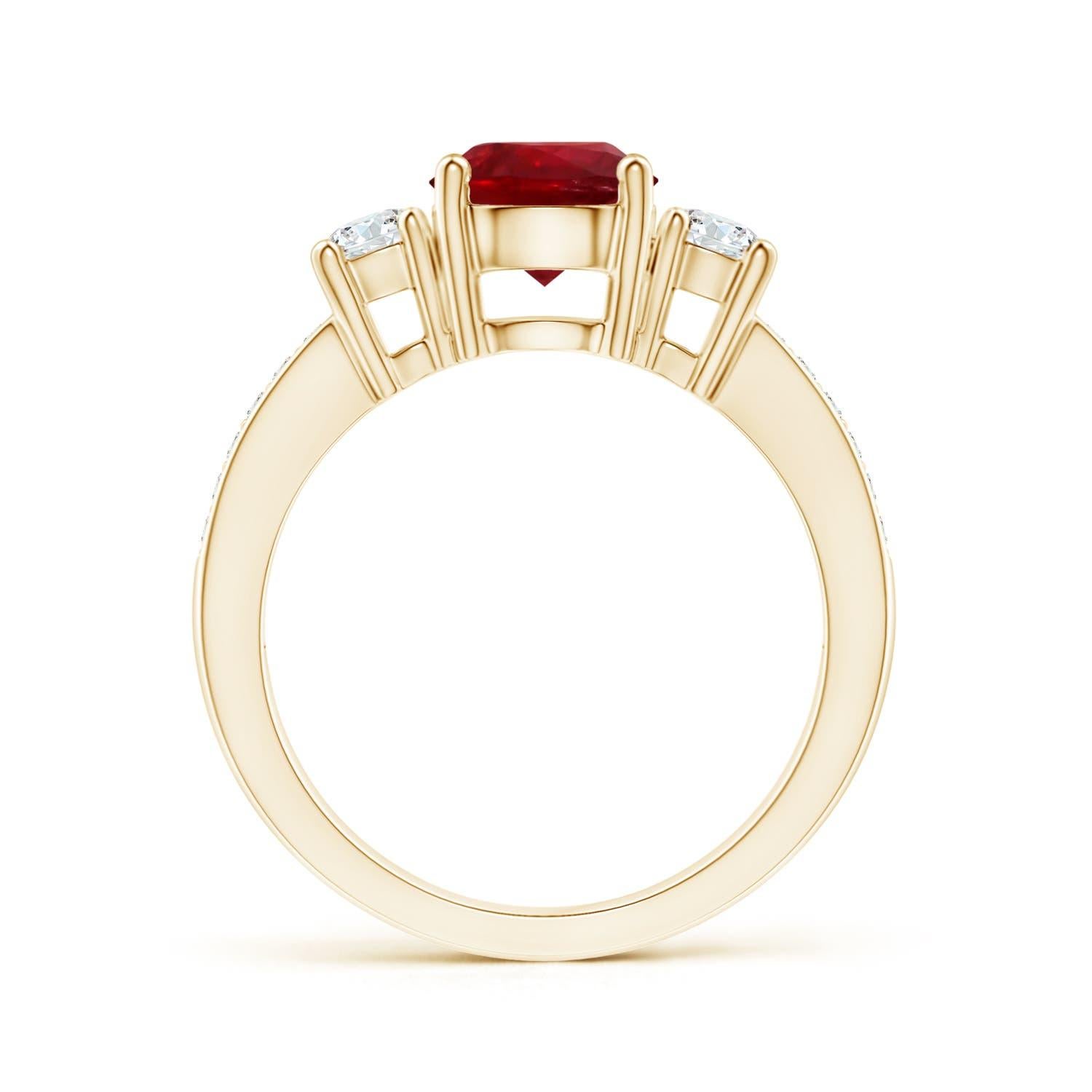 Anillo de Oro Amarillo con Rubí y Diamante Clásico Natural Certificado Gia de Angara  2