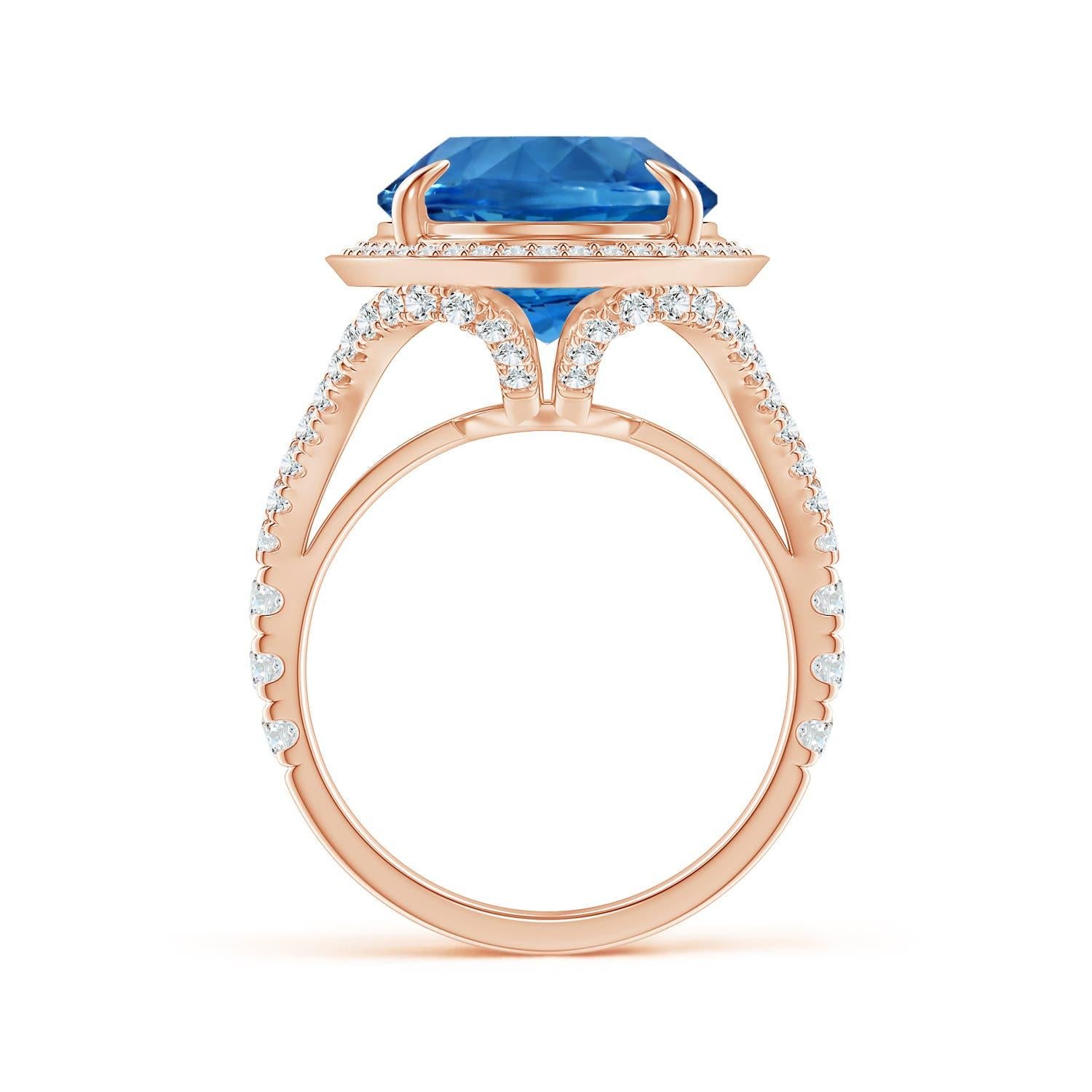 For Sale:  Angara Gia Certified Natural Claw-Set Oval Aquamarine Cocktail Ring in Rose Gold 2