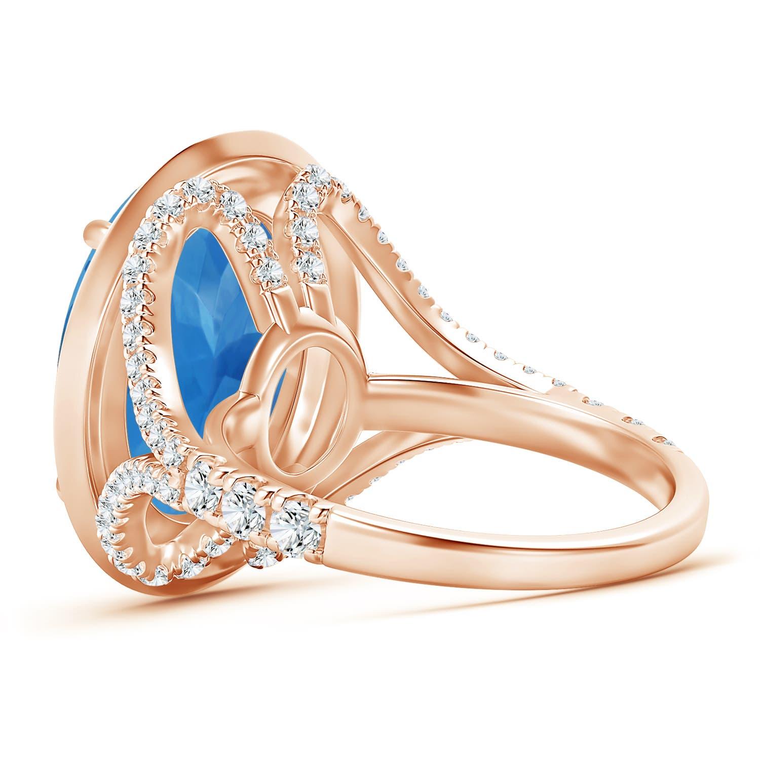 For Sale:  Angara Gia Certified Natural Claw-Set Oval Aquamarine Cocktail Ring in Rose Gold 3