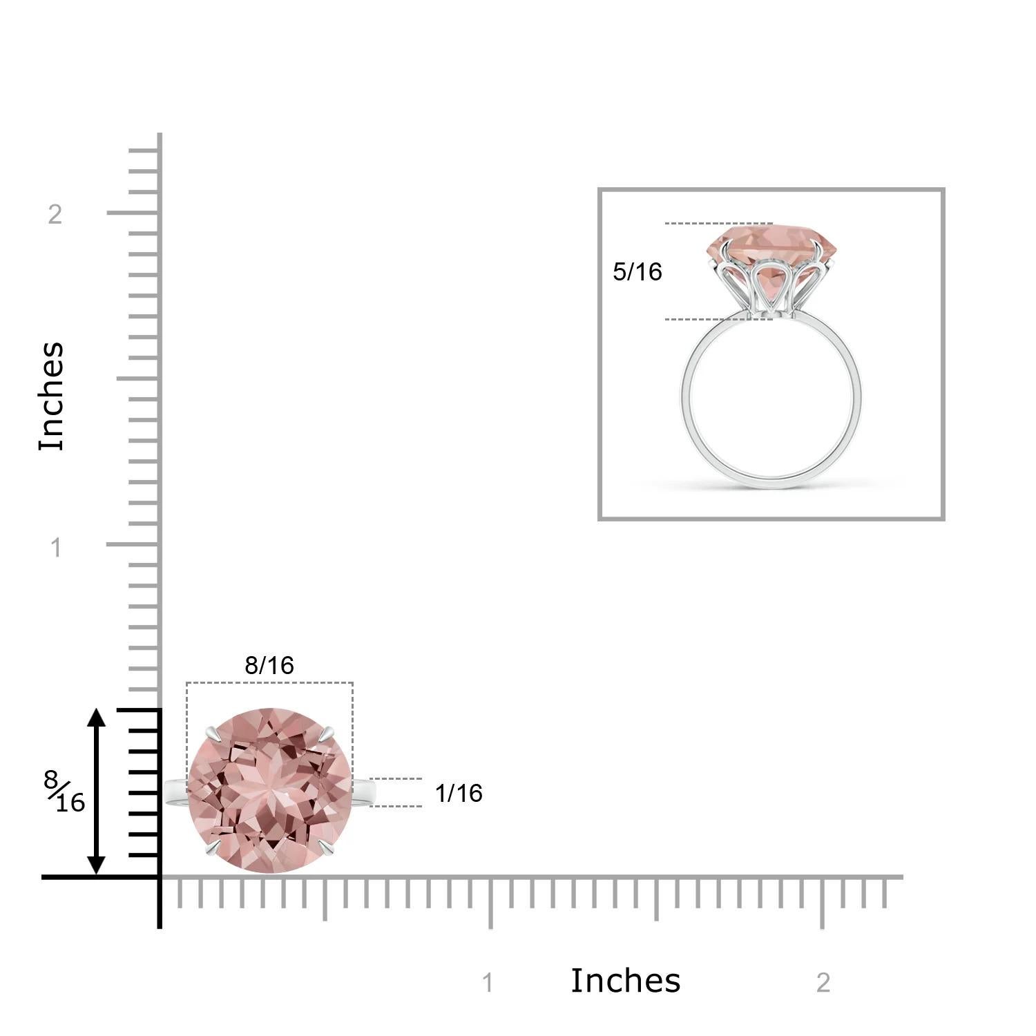 GIA Certified Natural Claw-Set Round Morganite Cocktail Ring in Platinum 4