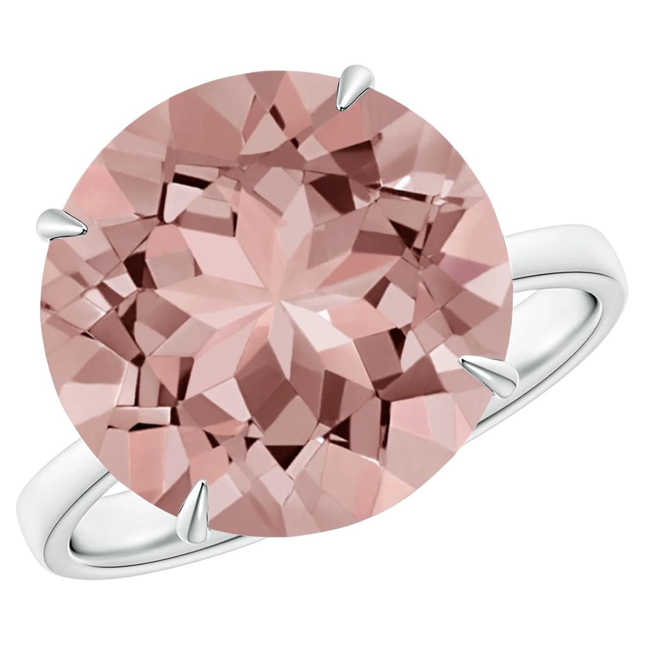 For Sale:  GIA Certified Natural Claw-Set Round Morganite Cocktail Ring in Platinum
