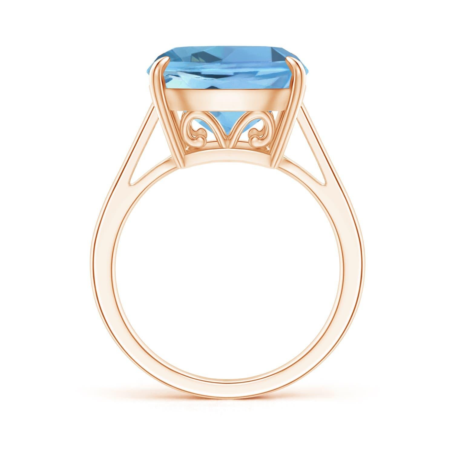 For Sale:  Angara GIA Certified Natural Cushion Aquamarine Cocktail Ring in Rose Gold 2