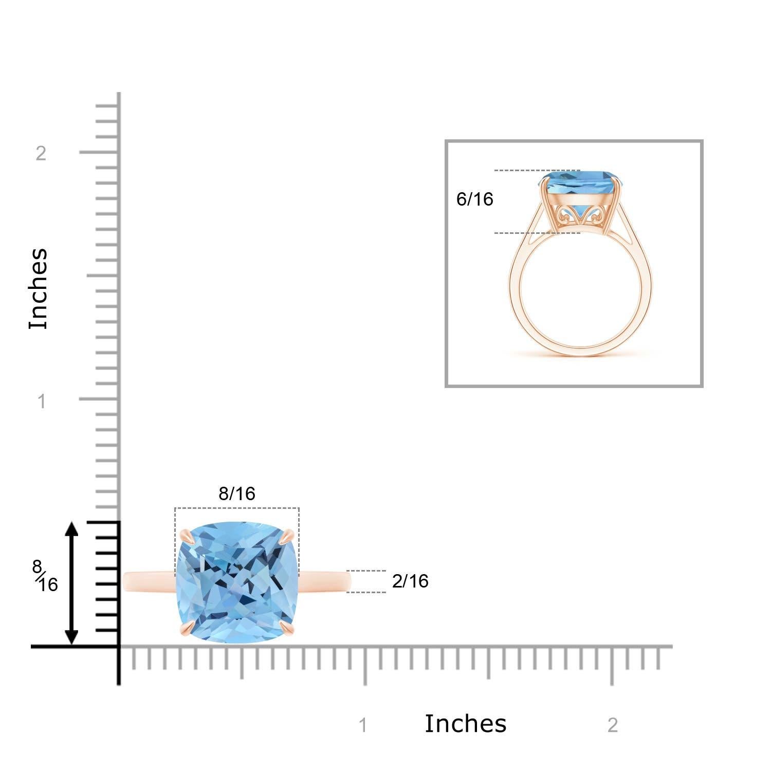 ANGARA GIA Certified Natural Cushion Aquamarine Cocktail Ring in Rose Gold 4