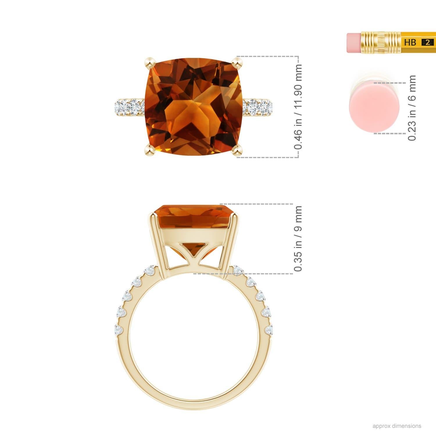 For Sale:  Angara GIA Certified Natural Cushion Citrine Ring in Yellow Gold with Diamonds 4