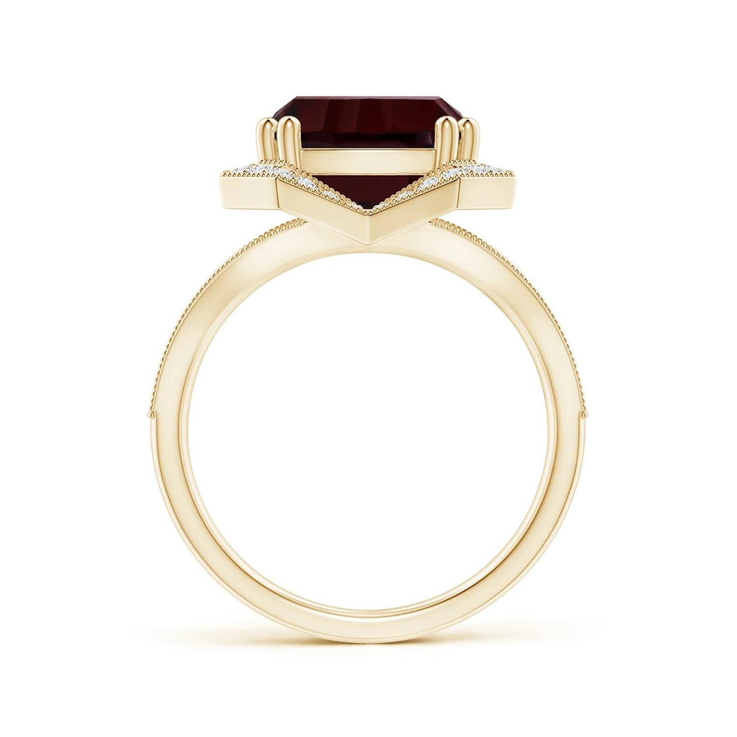 For Sale:  Angara Gia Certified Natural Cushion Garnet Halo Cocktail Yellow Gold Ring 2