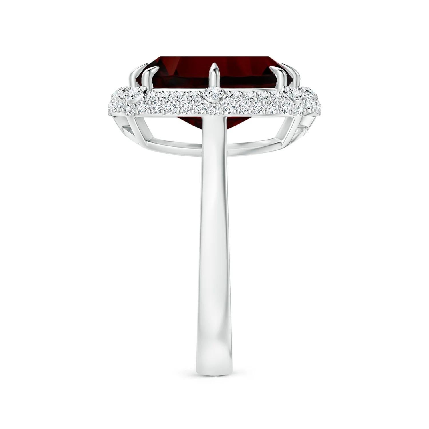 For Sale:  GIA Certified Natural Cushion Garnet Halo Ring in White Gold with Accents 3