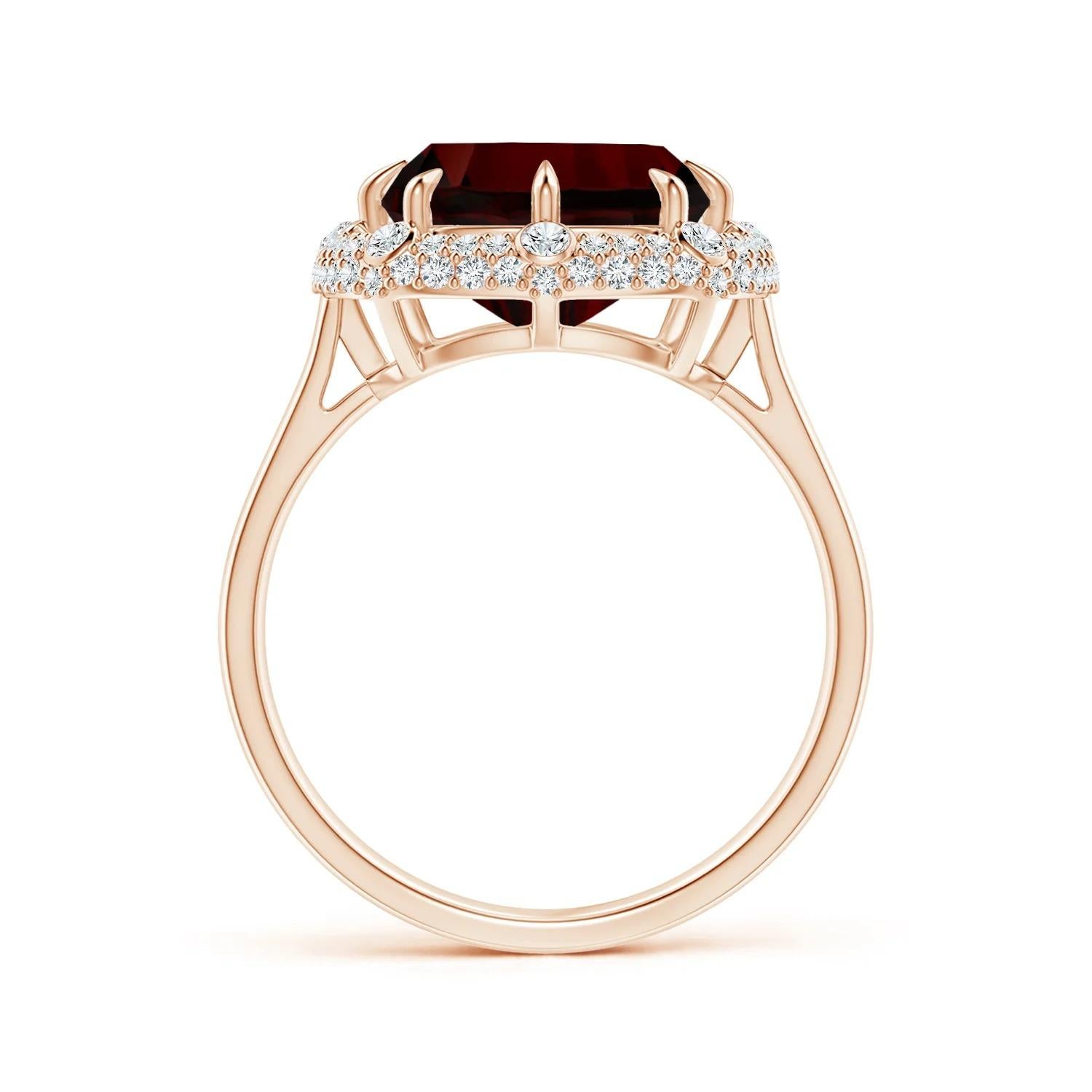 For Sale:  GIA Certified Natural Cushion Garnet Halo Rose Gold Ring with Accents 2