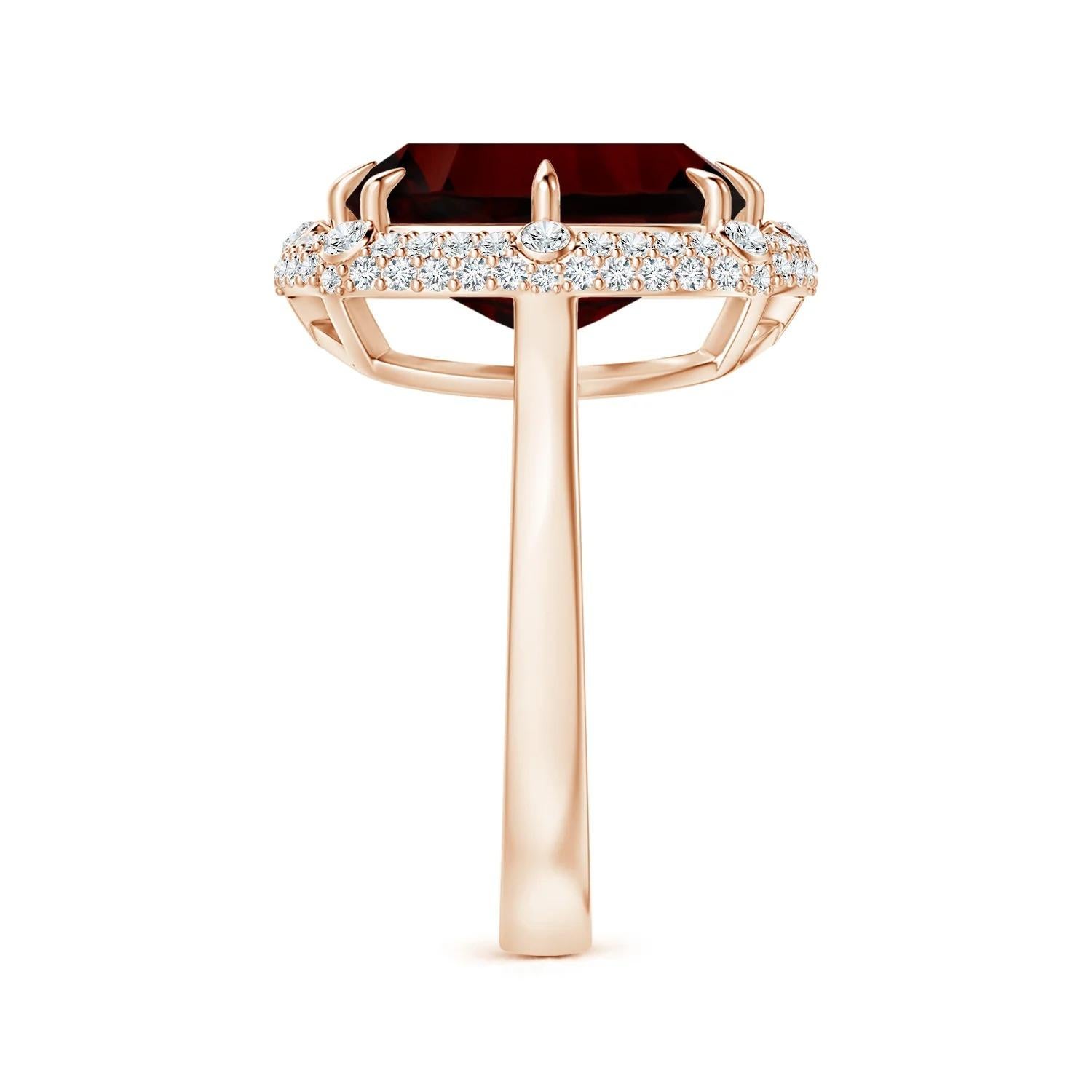 For Sale:  GIA Certified Natural Cushion Garnet Halo Rose Gold Ring with Accents 3