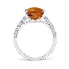 Angara GIA Certified Natural Cushion Orange Zircon Cocktail Ring in 14K Gold