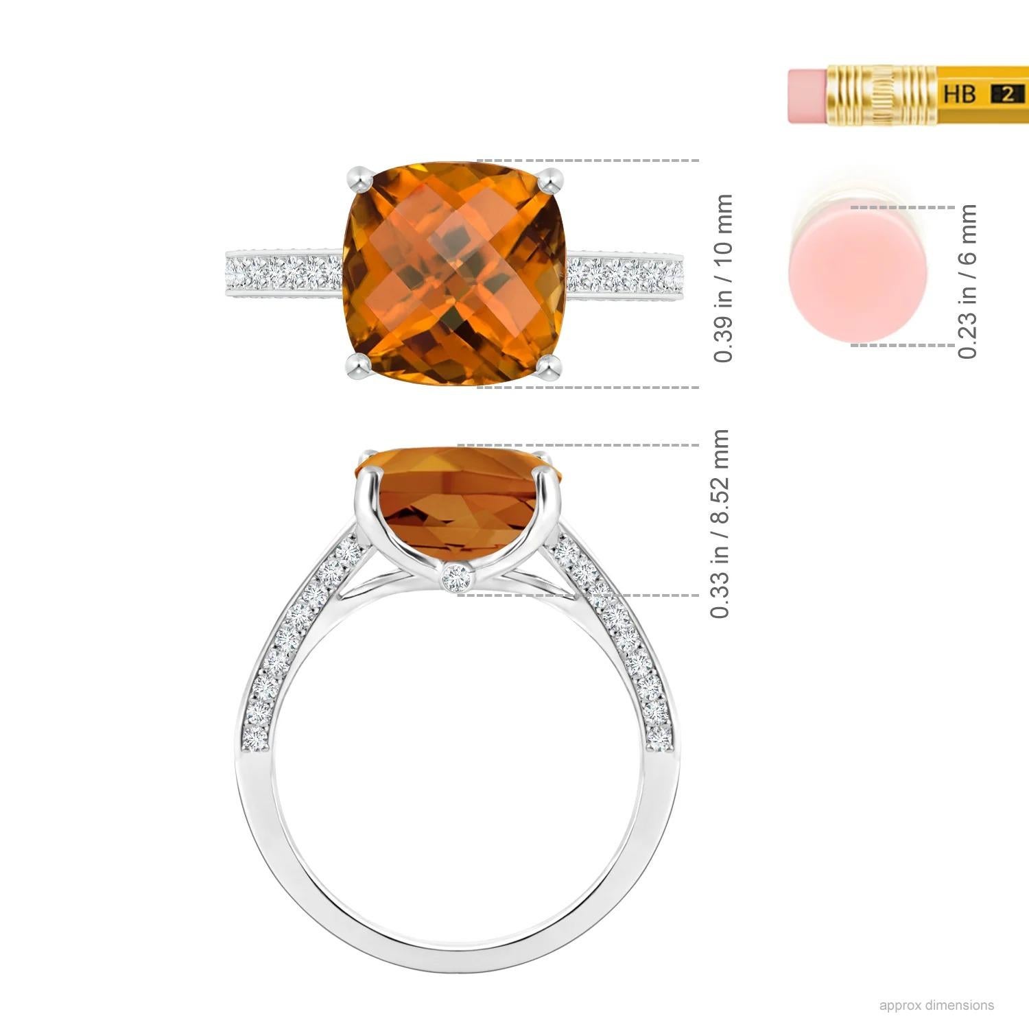 For Sale:  ANGARA GIA Certified Natural Cushion Orange Zircon Cocktail Ring in White Gold 5