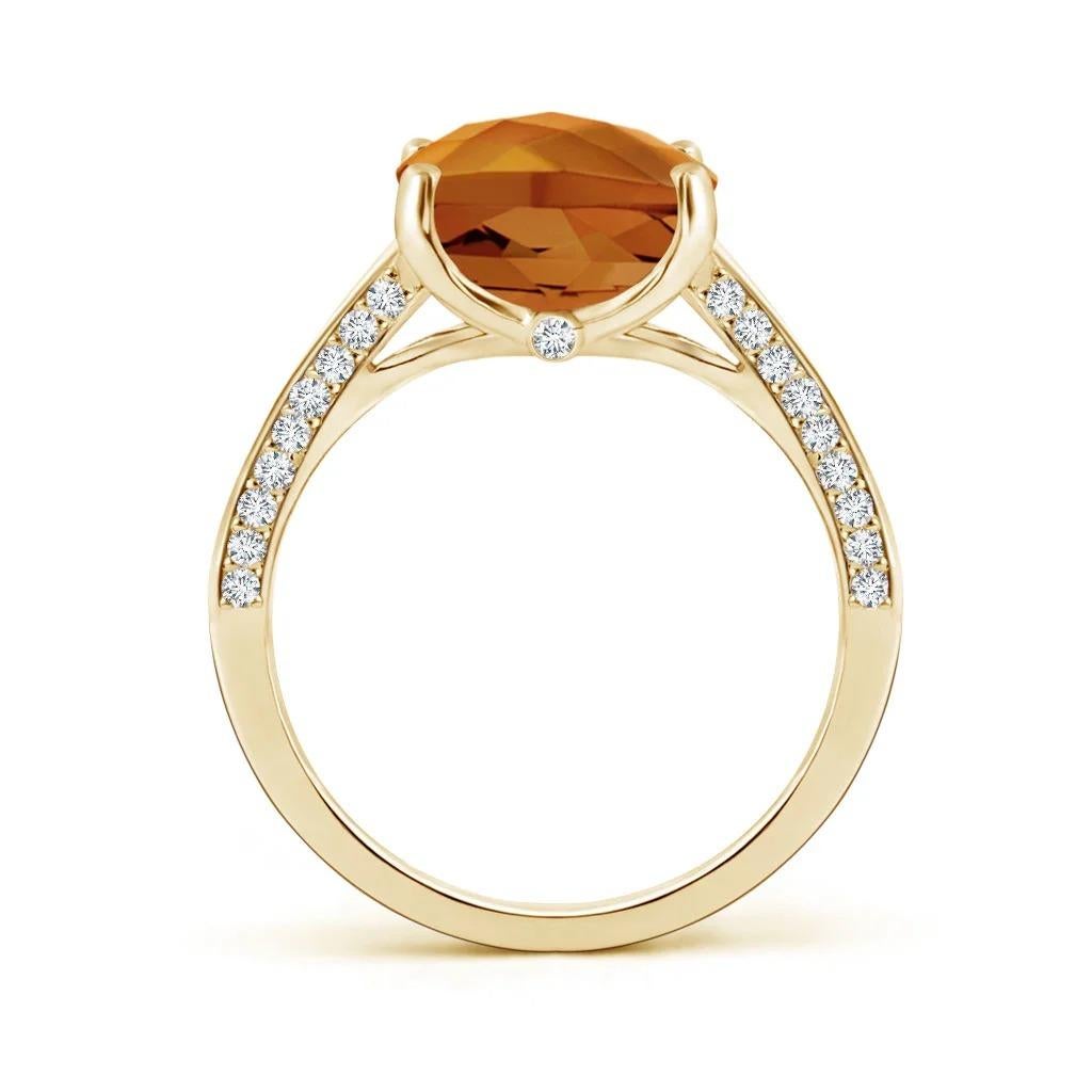 For Sale:  ANGARA GIA Certified Natural Cushion Orange Zircon Cocktail Ring in Yellow Gold 2