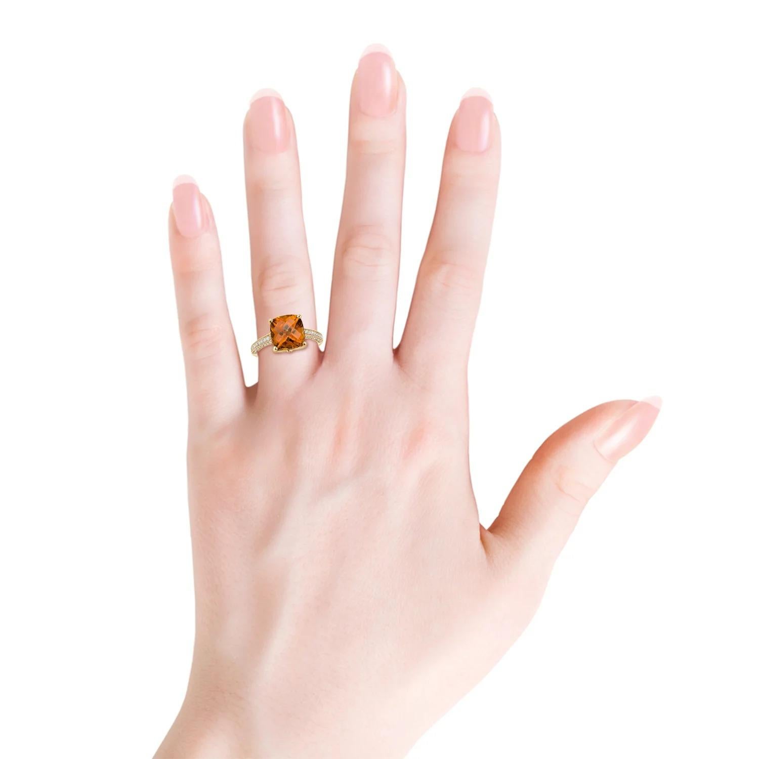 For Sale:  ANGARA GIA Certified Natural Cushion Orange Zircon Cocktail Ring in Yellow Gold 4
