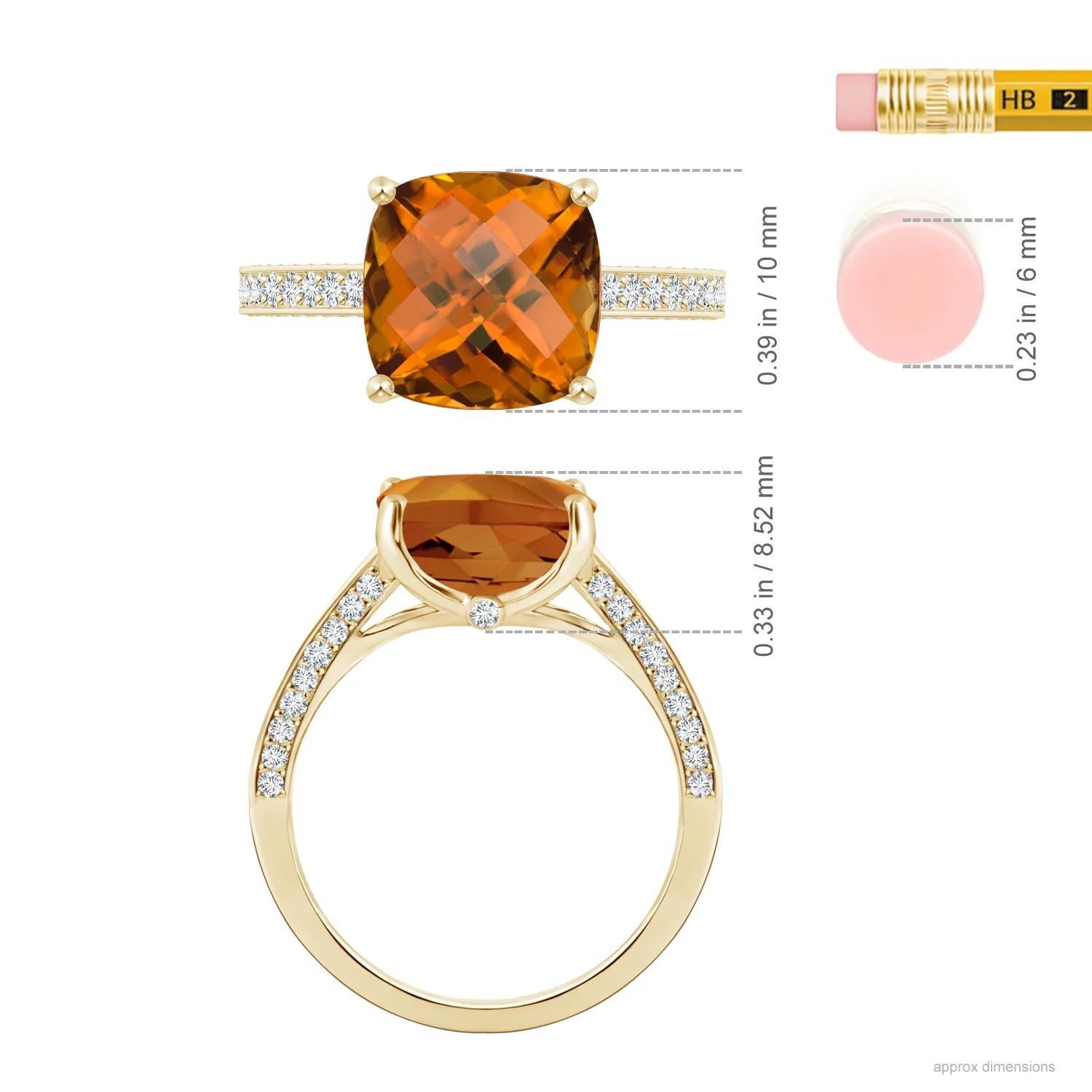 For Sale:  ANGARA GIA Certified Natural Cushion Orange Zircon Cocktail Ring in Yellow Gold 5