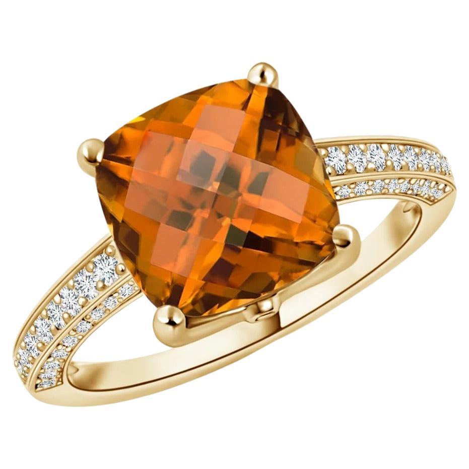 For Sale:  ANGARA GIA Certified Natural Cushion Orange Zircon Cocktail Ring in Yellow Gold