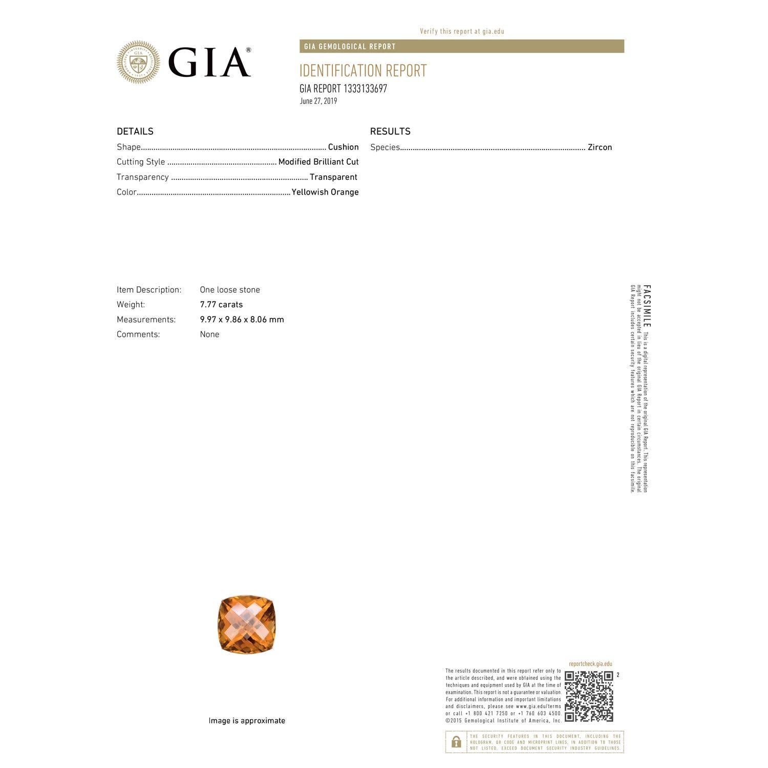 For Sale:  ANGARA GIA Certified Natural Cushion Orange Zircon Ring in Rose Gold 3