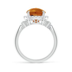 ANGARA Bague en or blanc avec zircon orange taille coussin certifi par le GIA