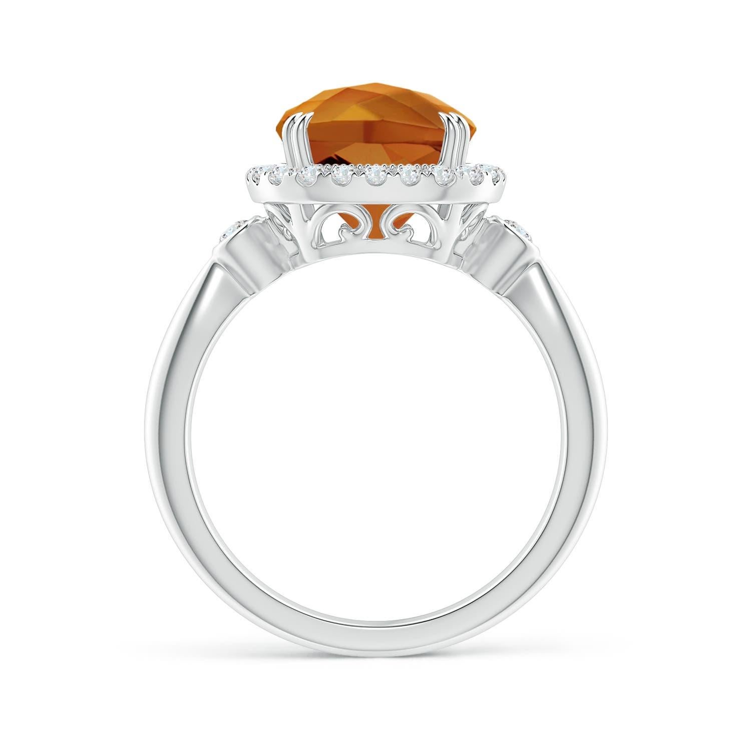 For Sale:  Angara GIA Certified Natural Cushion Orange Zircon Ring in White Gold 2