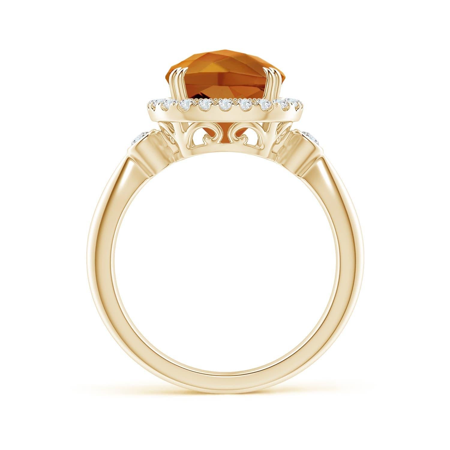 For Sale:  Angara GIA Certified Natural Cushion Orange Zircon Ring in Yellow Gold 2