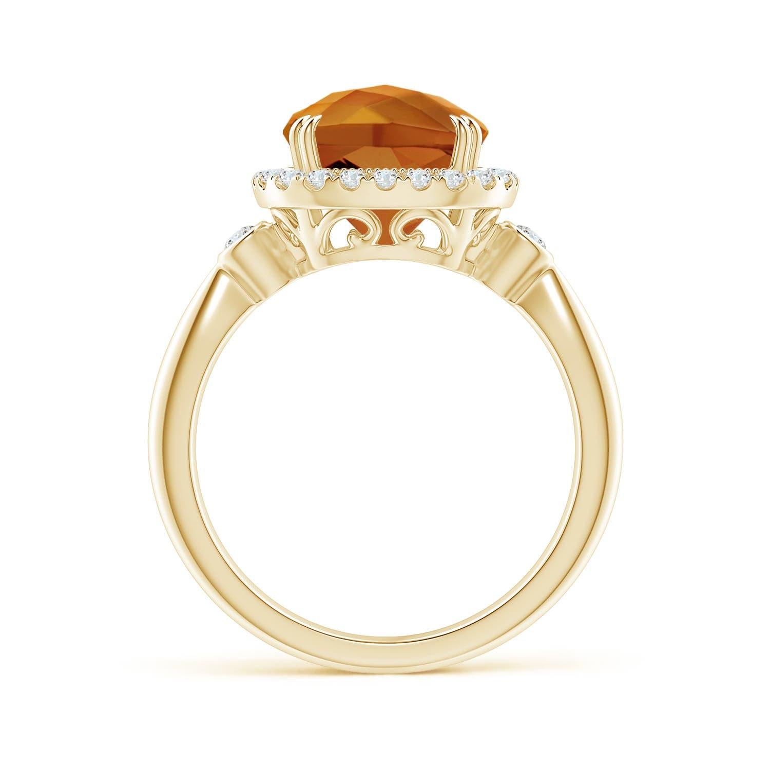 For Sale:  ANGARA GIA Certified Natural Cushion Orange Zircon Ring in Yellow Gold 2