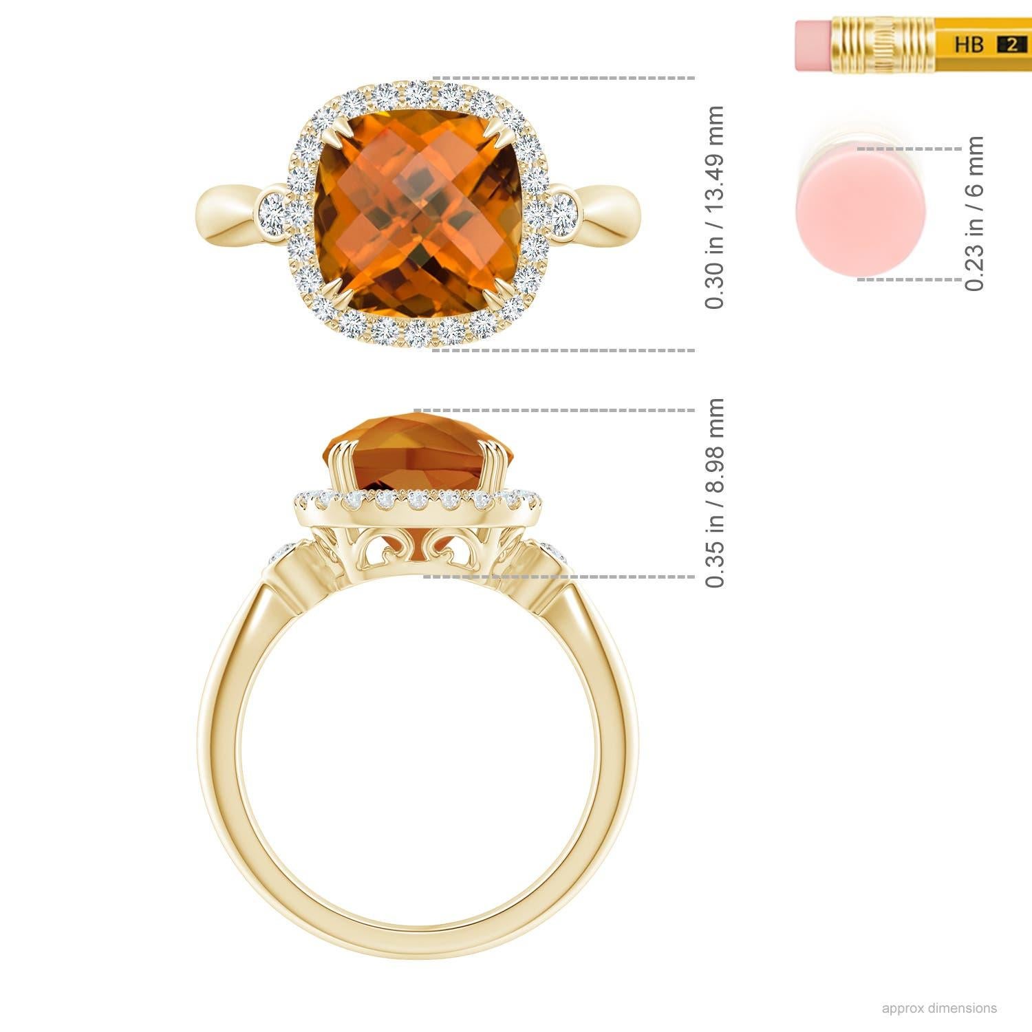 For Sale:  ANGARA GIA Certified Natural Cushion Orange Zircon Ring in Yellow Gold 5