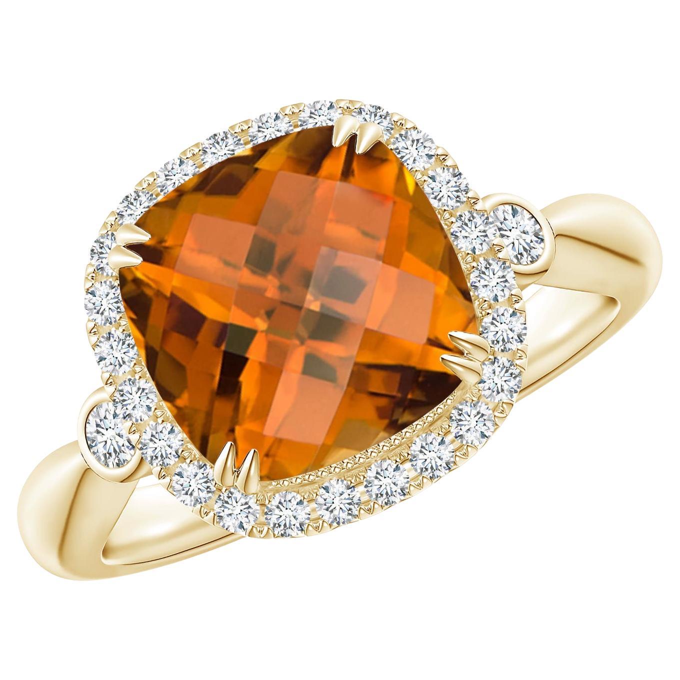 For Sale:  ANGARA GIA Certified Natural Cushion Orange Zircon Ring in Yellow Gold