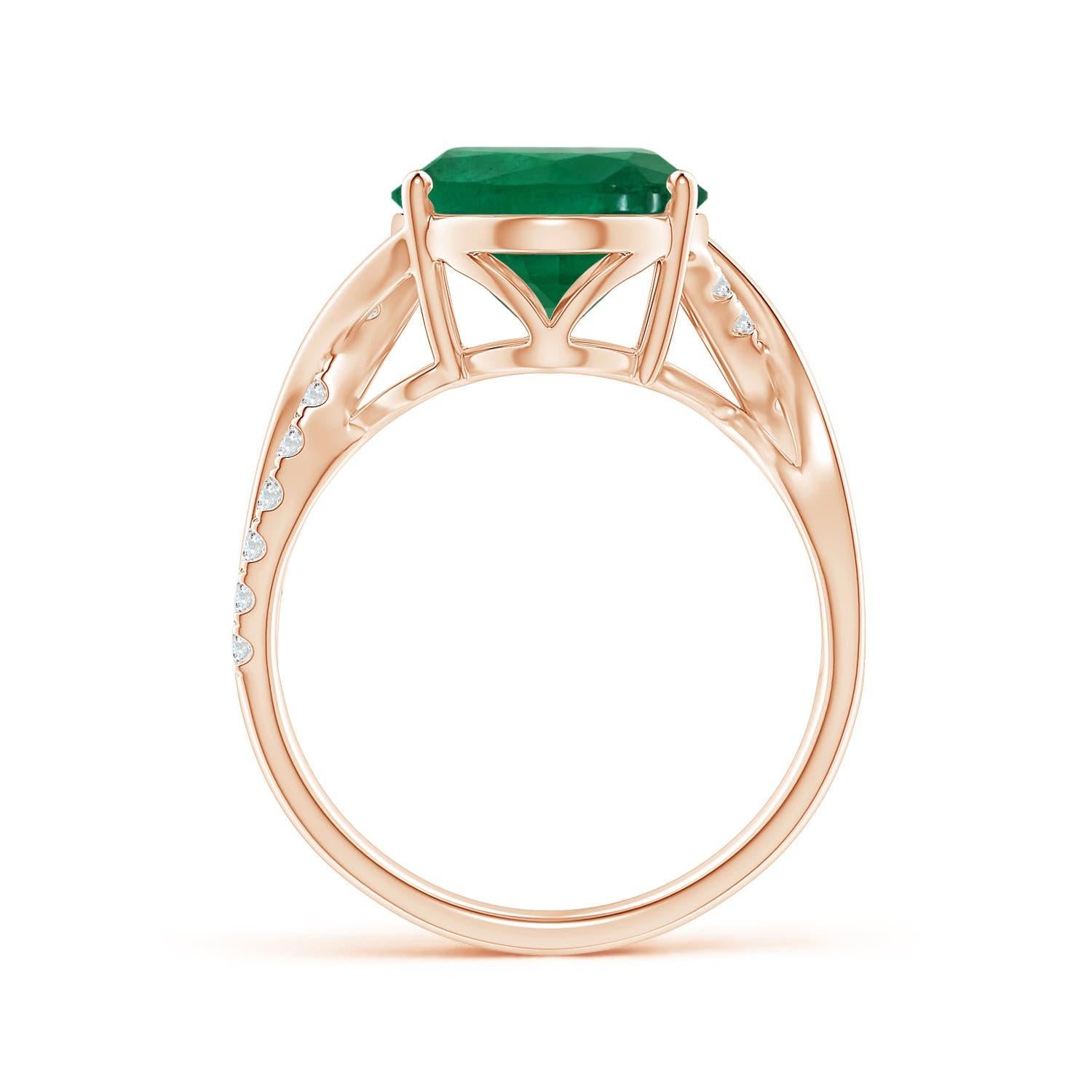 For Sale:  Angara GIA Certified Natural Emerald Crossover Ring in Rose Gold 2