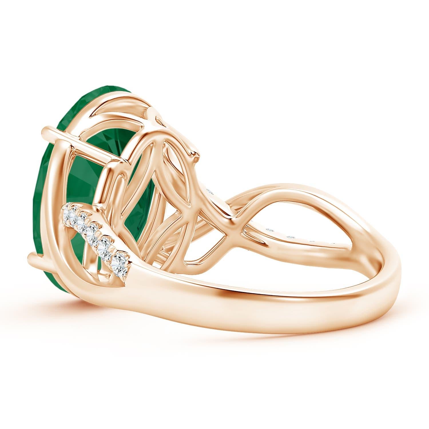 For Sale:  Angara GIA Certified Natural Emerald Crossover Ring in Rose Gold 4