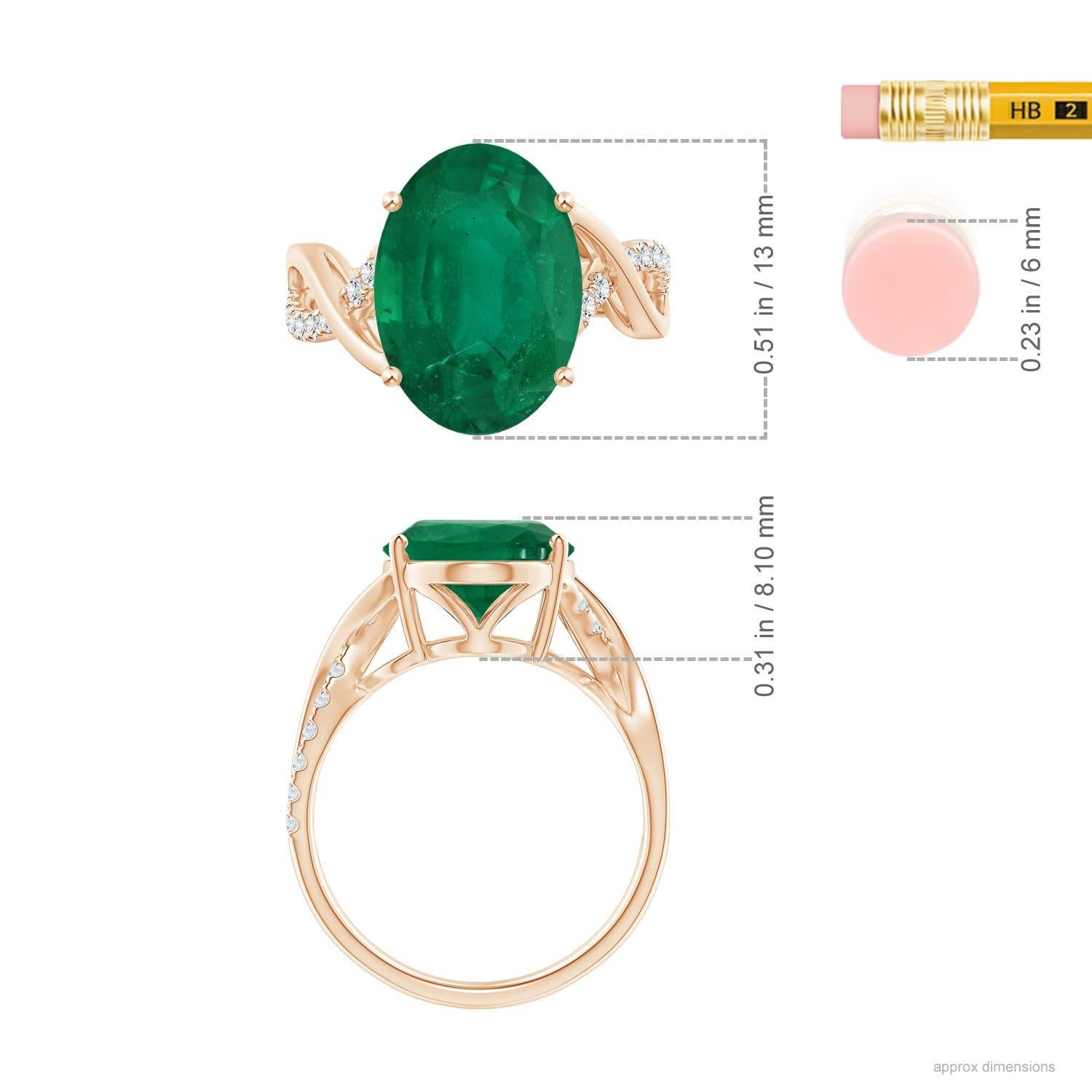 For Sale:  Angara GIA Certified Natural Emerald Crossover Ring in Rose Gold 5